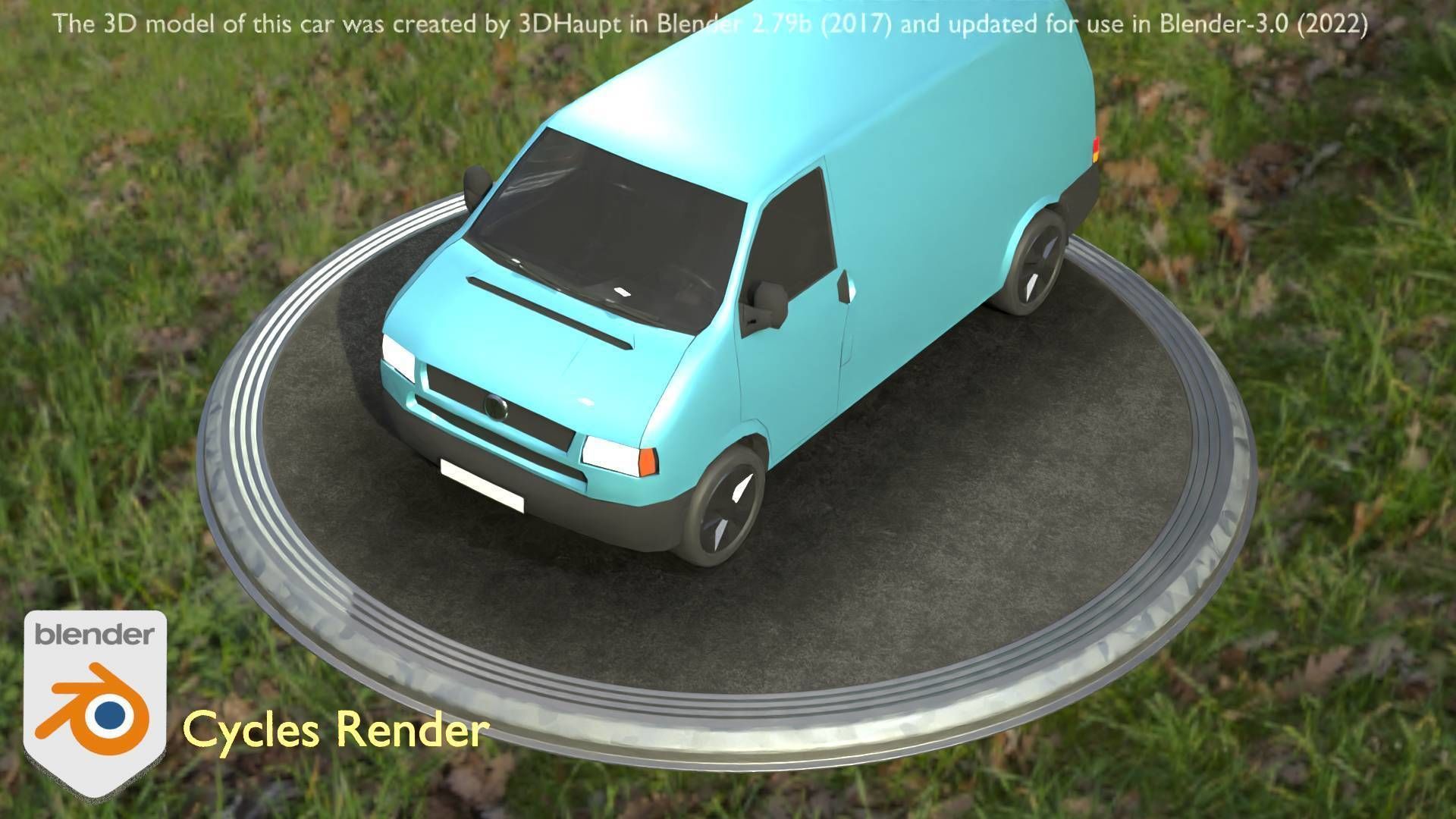 City Car 55 Commercial Transporter Type-C Blue  Low-poly 3D model_59