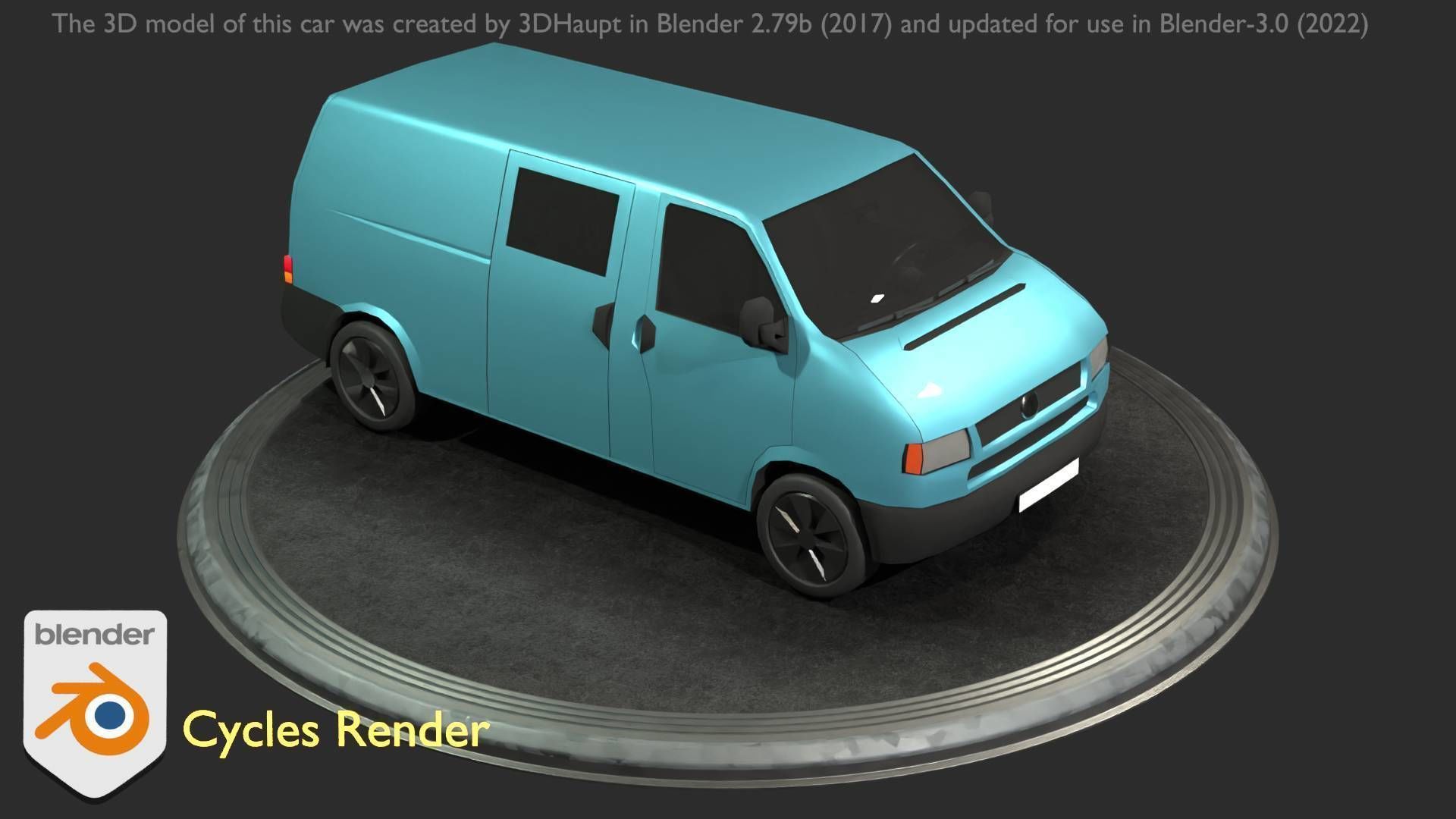 City Car 55 Commercial Transporter Type-C Blue  Low-poly 3D model_53