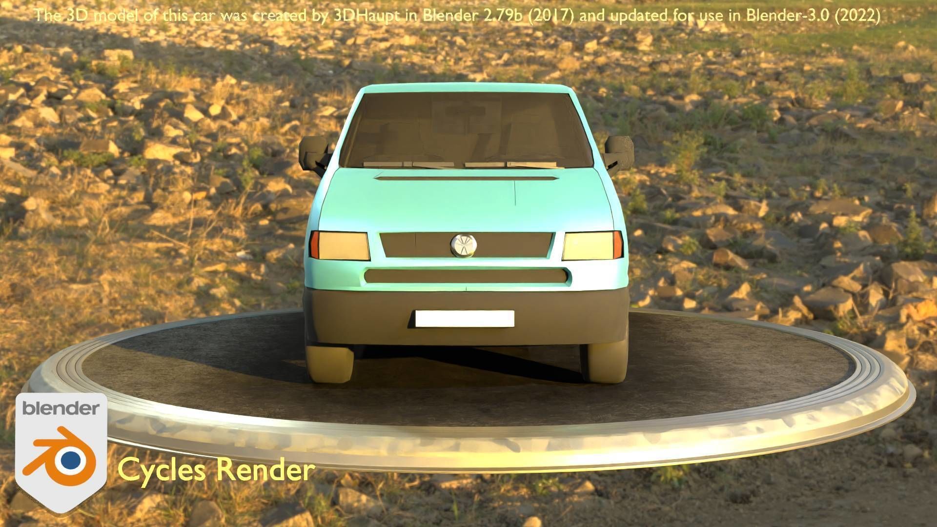 City Car 55 Commercial Transporter Type-C Blue  Low-poly 3D model_4