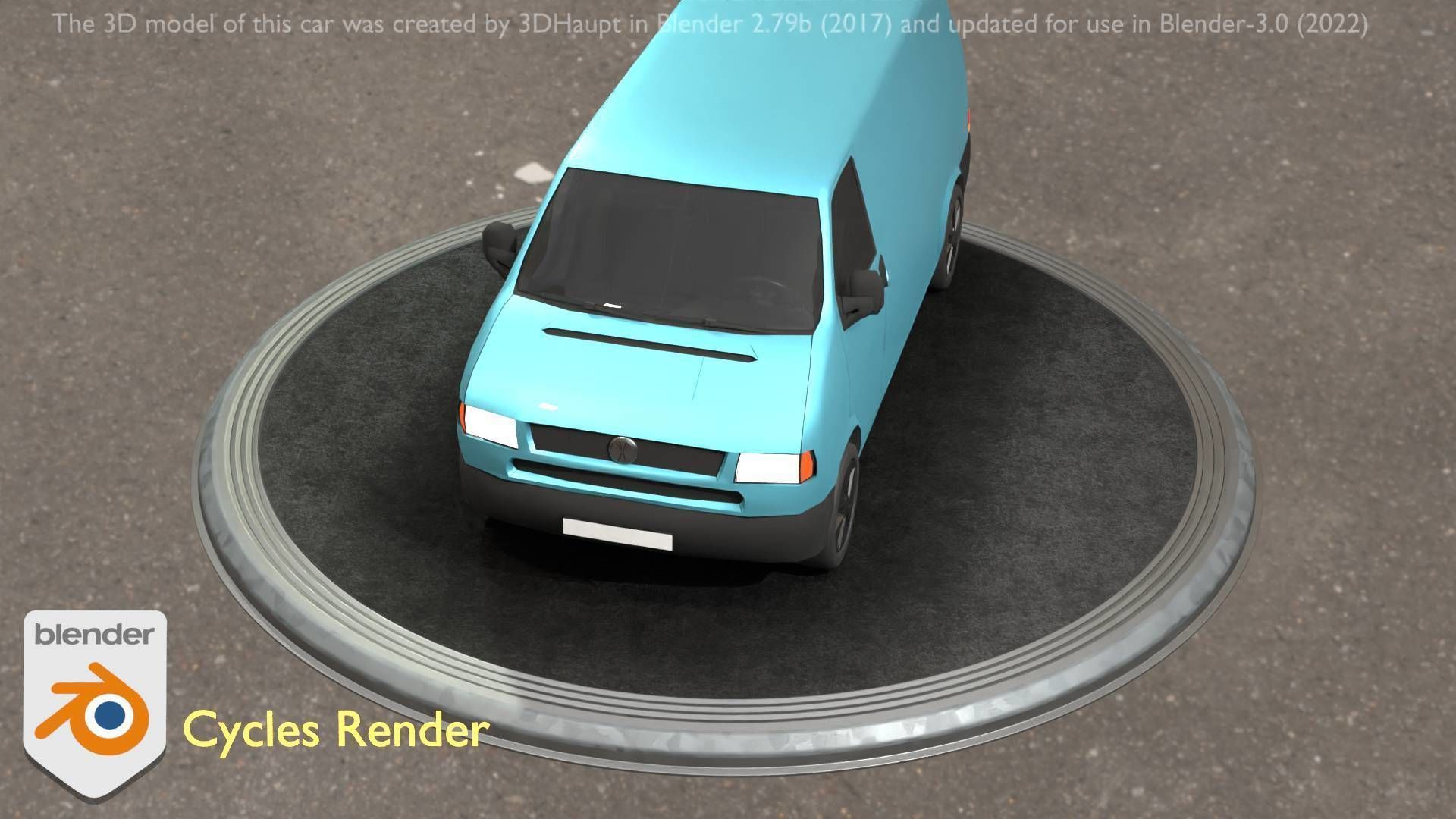 City Car 55 Commercial Transporter Type-C Blue  Low-poly 3D model_16