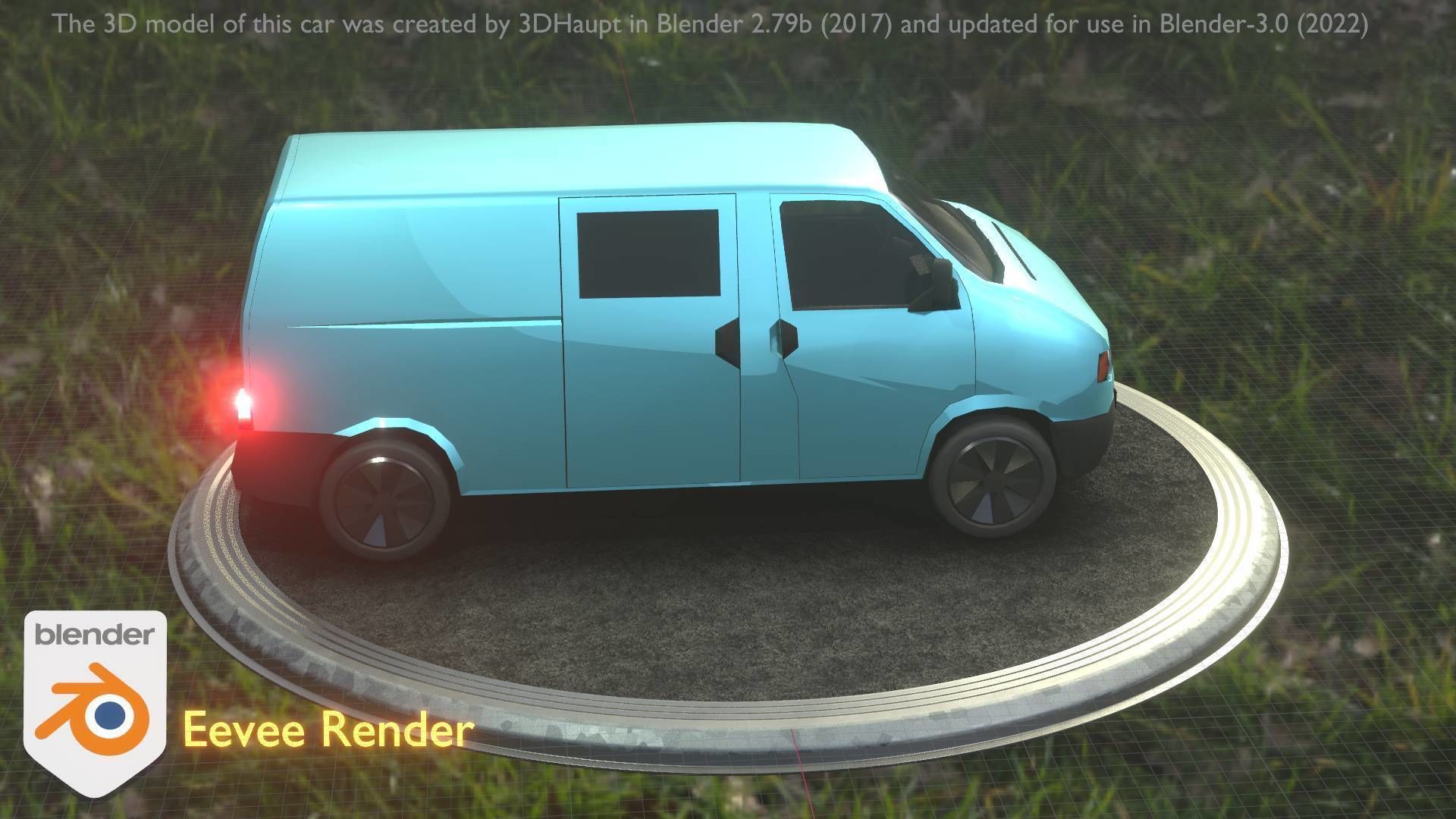 City Car 55 Commercial Transporter Type-C Blue  Low-poly 3D model_98