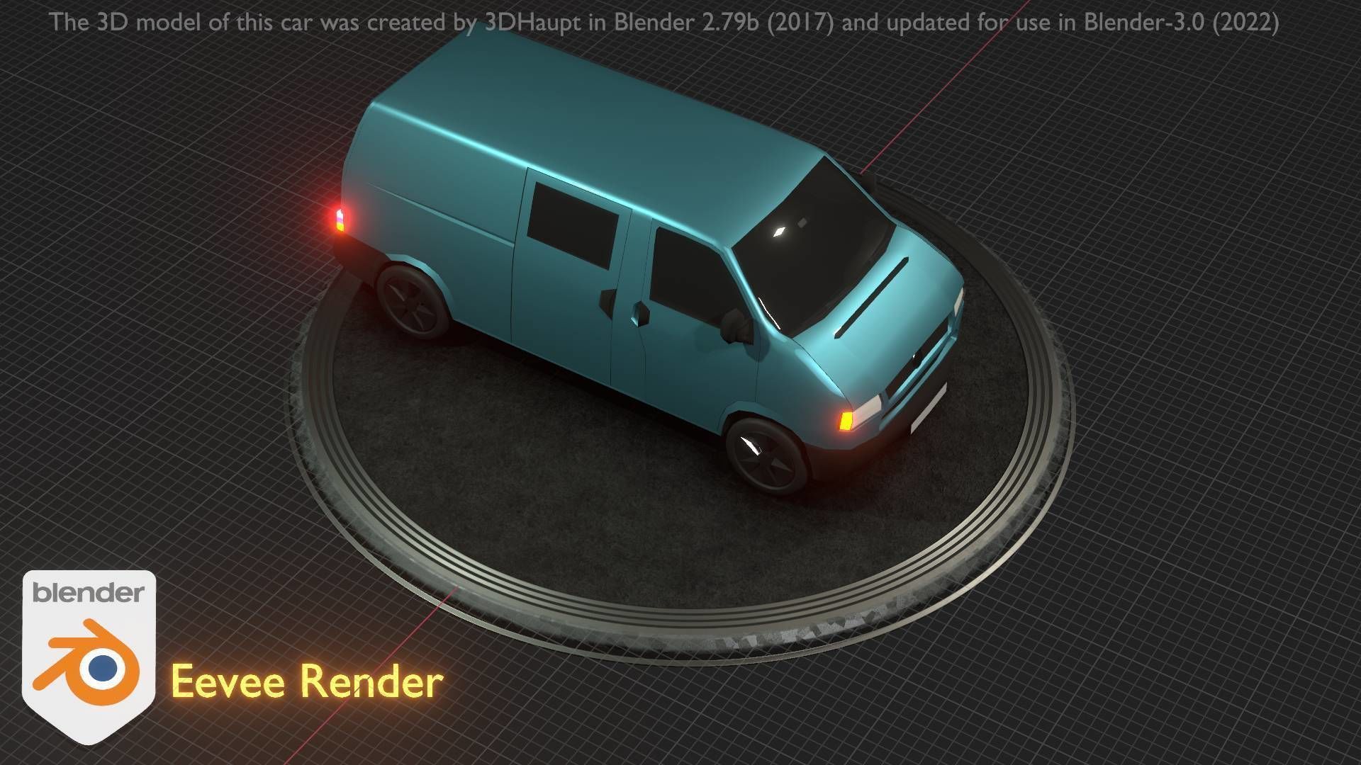 City Car 55 Commercial Transporter Type-C Blue  Low-poly 3D model_25