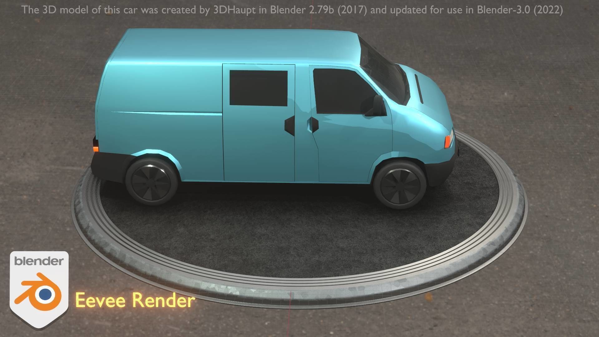 City Car 55 Commercial Transporter Type-C Blue  Low-poly 3D model_80