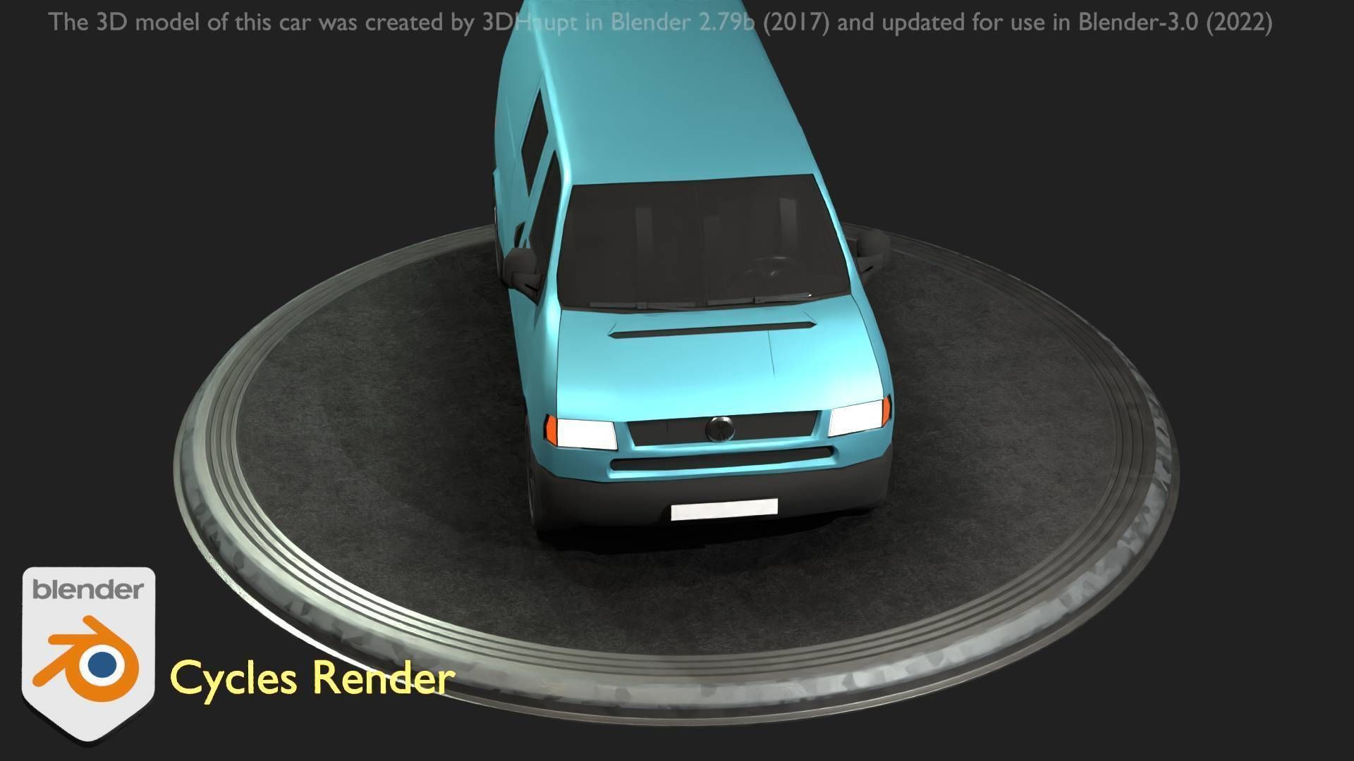 City Car 55 Commercial Transporter Type-C Blue  Low-poly 3D model_54