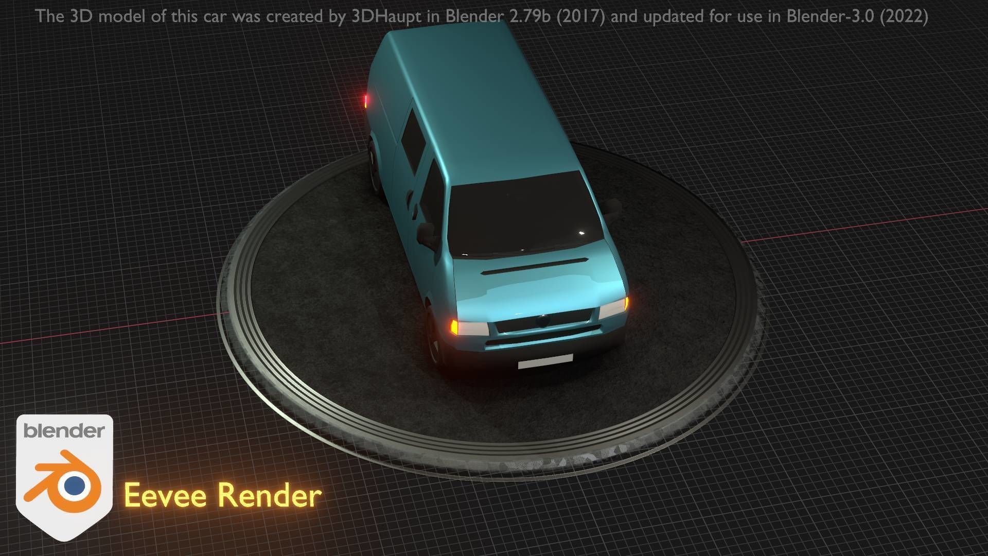 City Car 55 Commercial Transporter Type-C Blue  Low-poly 3D model_44