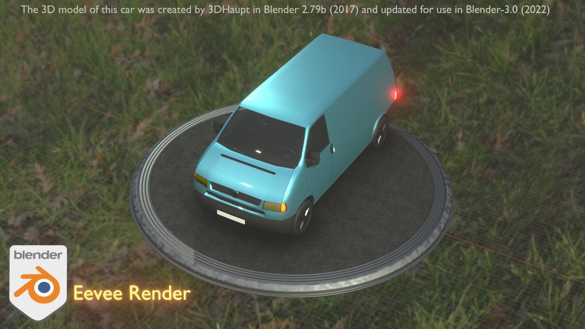 City Car 55 Commercial Transporter Type-C Blue  Low-poly 3D model_29