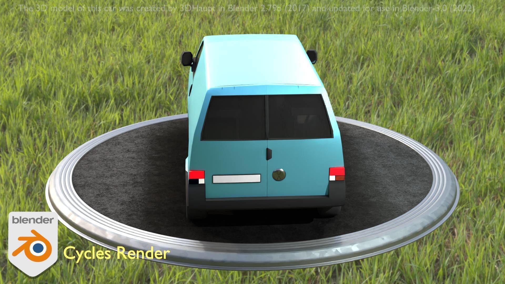 City Car 55 Commercial Transporter Type-C Blue  Low-poly 3D model_55