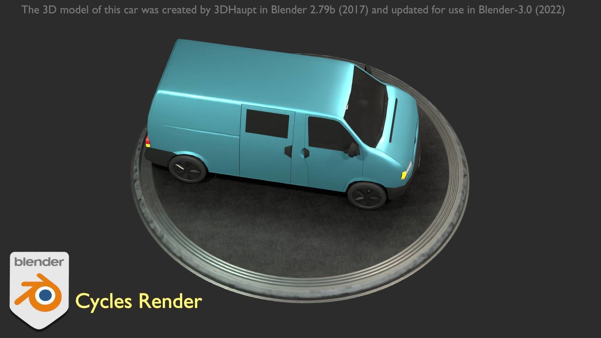 City Car 55 Commercial Transporter Type-C Blue  Low-poly 3D model_23