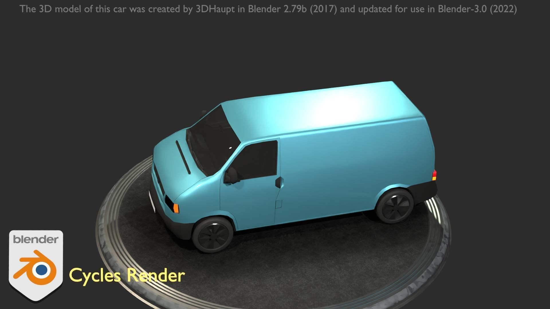City Car 55 Commercial Transporter Type-C Blue  Low-poly 3D model_75