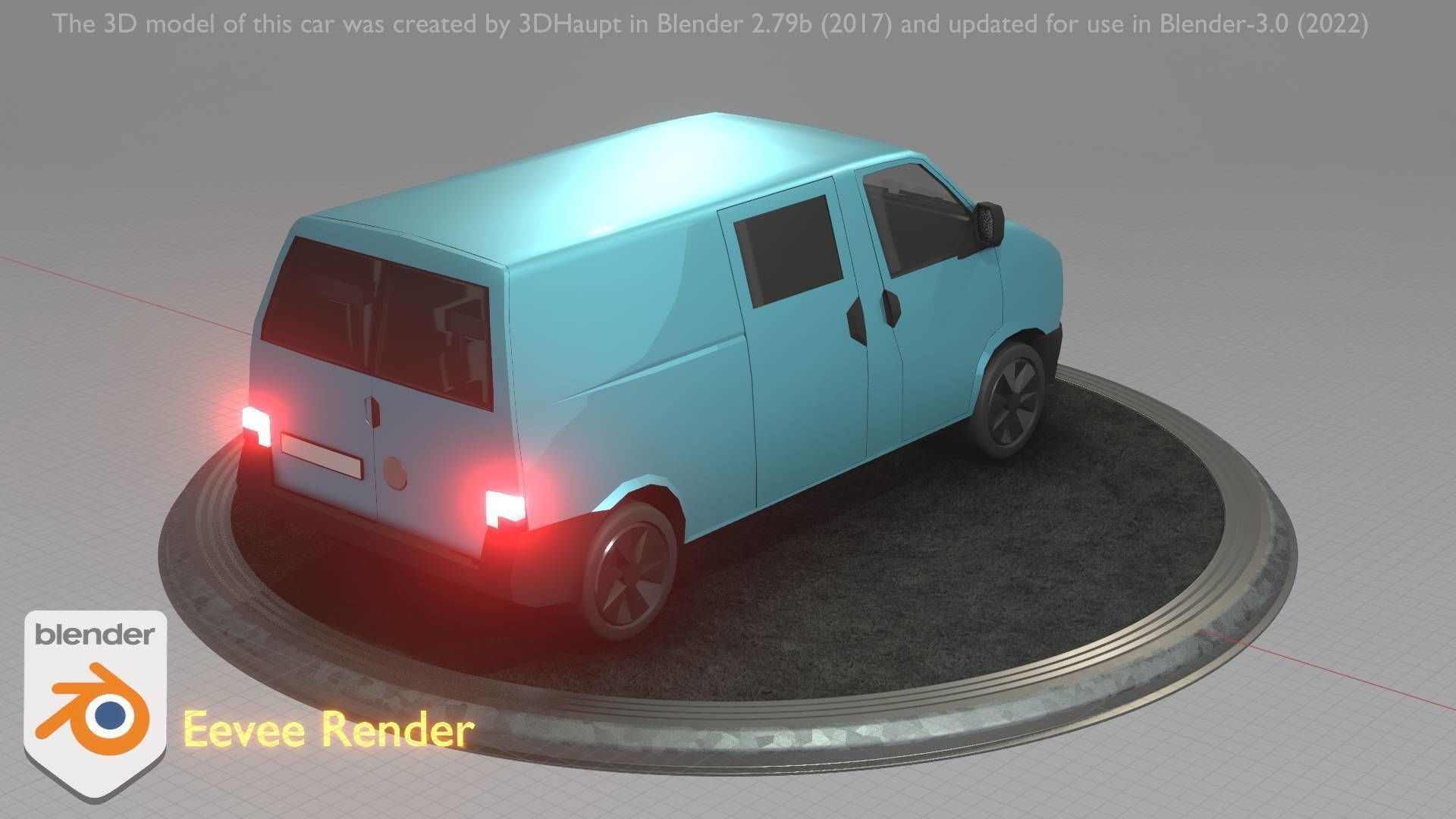 City Car 55 Commercial Transporter Type-C Blue  Low-poly 3D model_87