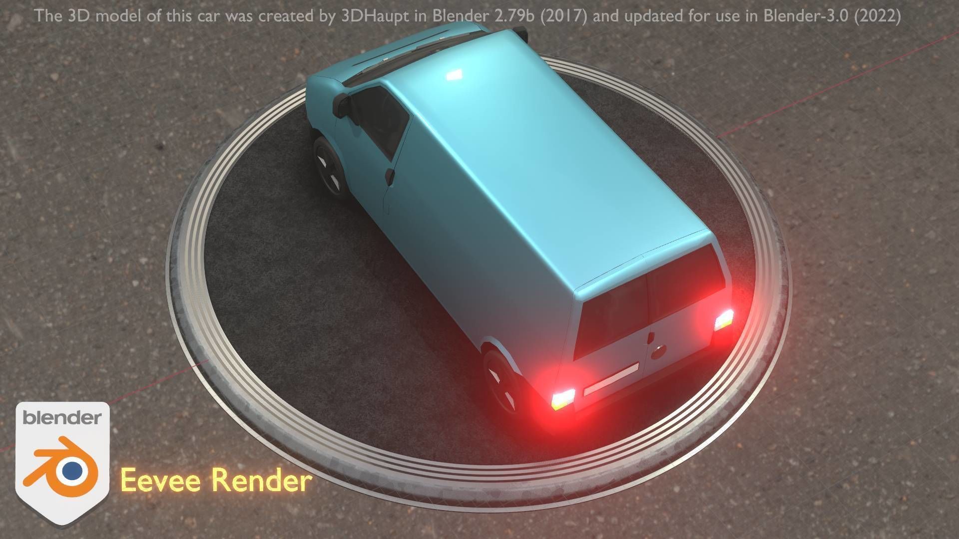 City Car 55 Commercial Transporter Type-C Blue  Low-poly 3D model_62