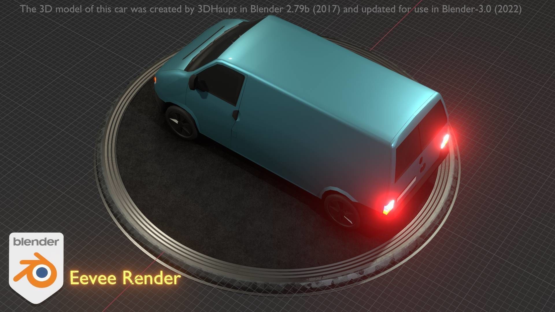 City Car 55 Commercial Transporter Type-C Blue  Low-poly 3D model_27