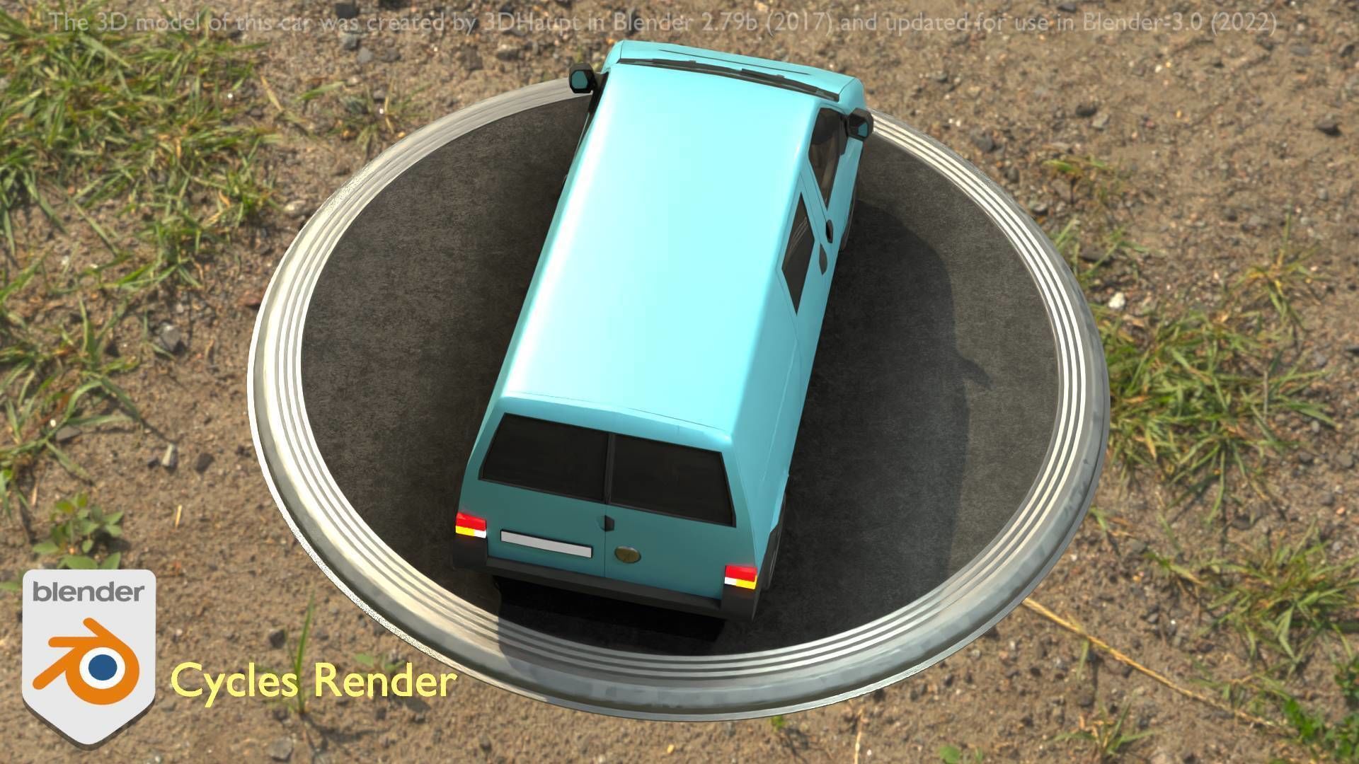 City Car 55 Commercial Transporter Type-C Blue  Low-poly 3D model_21