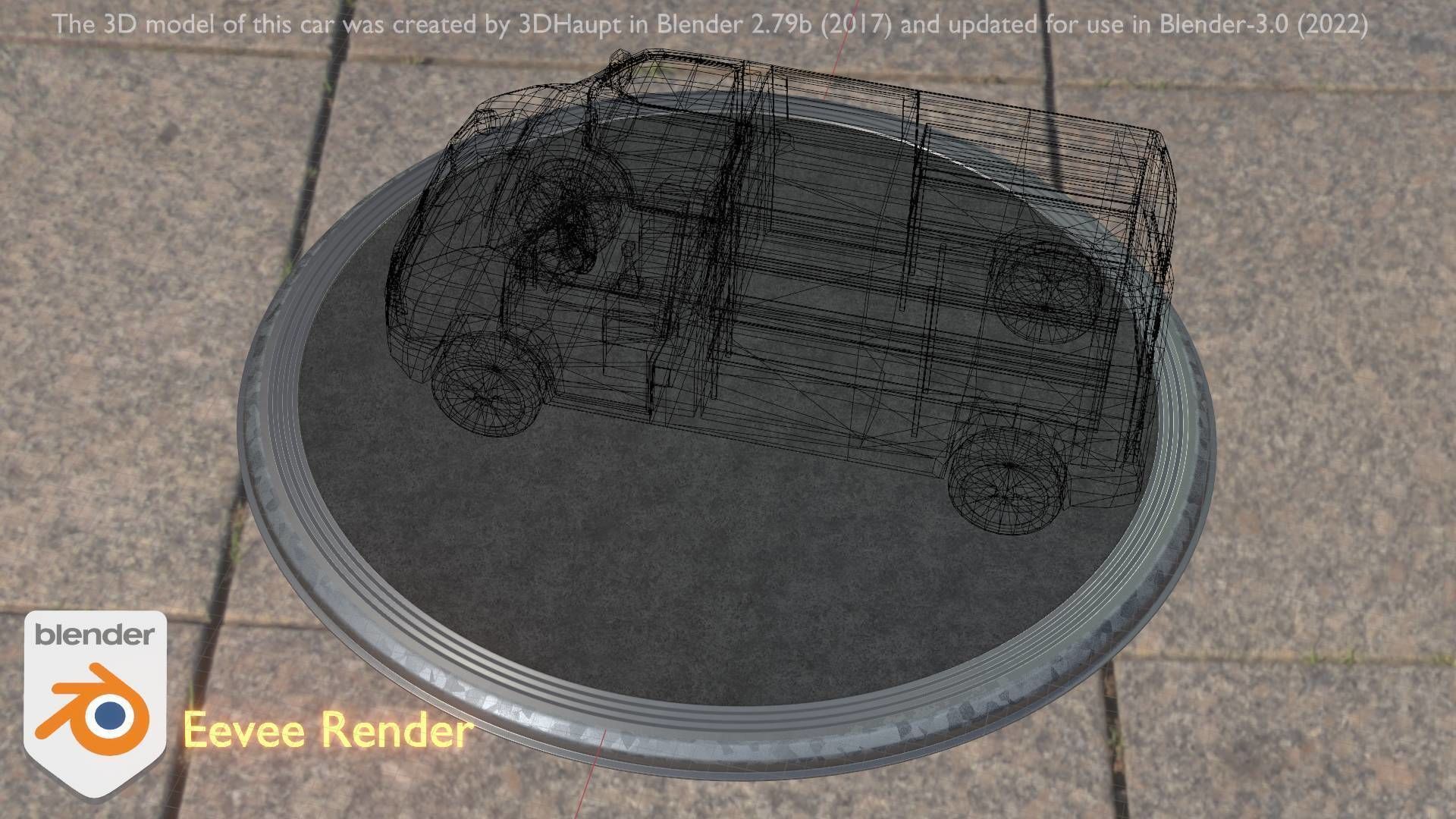 City Car 55 Commercial Transporter Type-C Blue  Low-poly 3D model_56