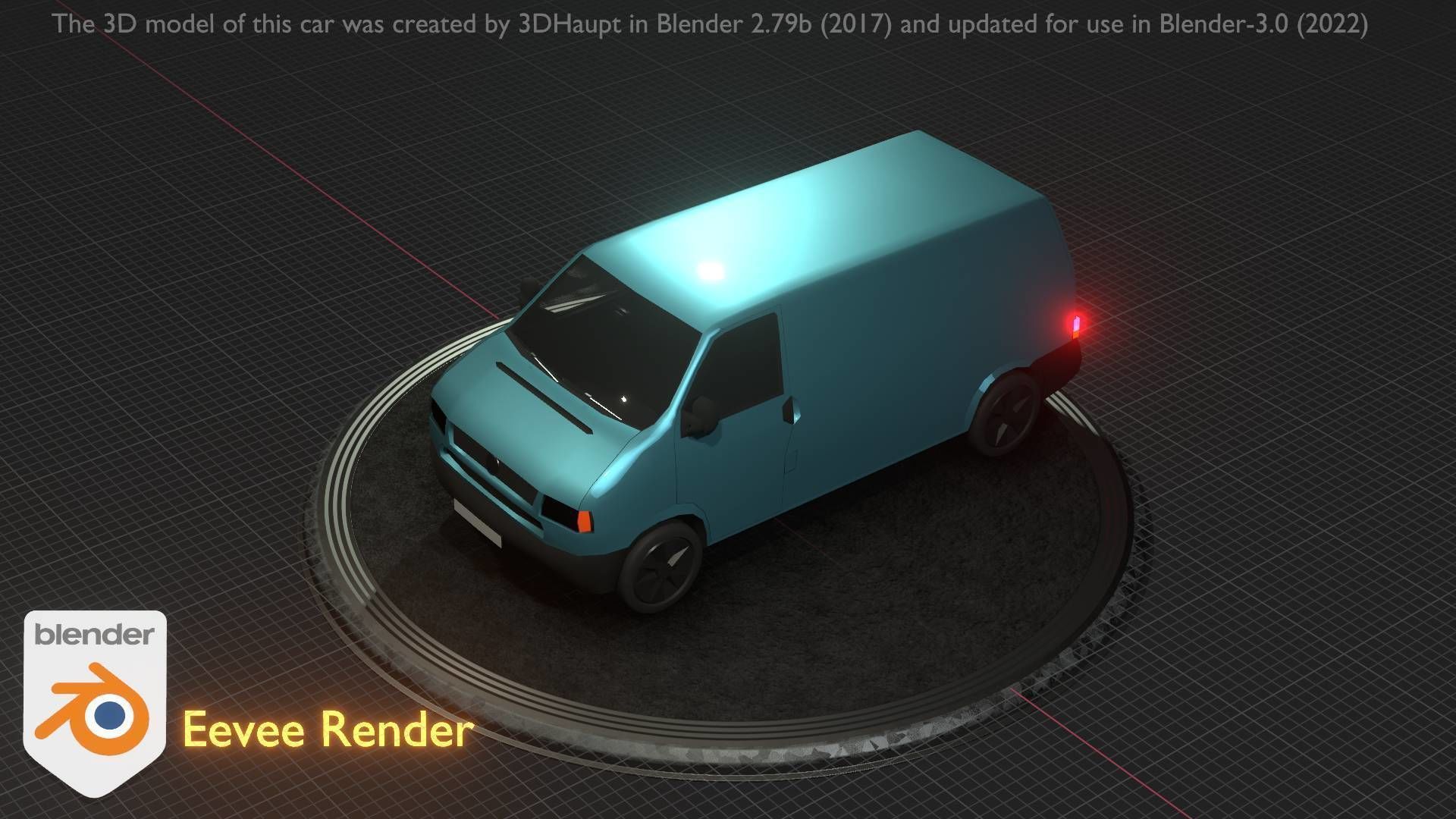 City Car 55 Commercial Transporter Type-C Blue  Low-poly 3D model_74