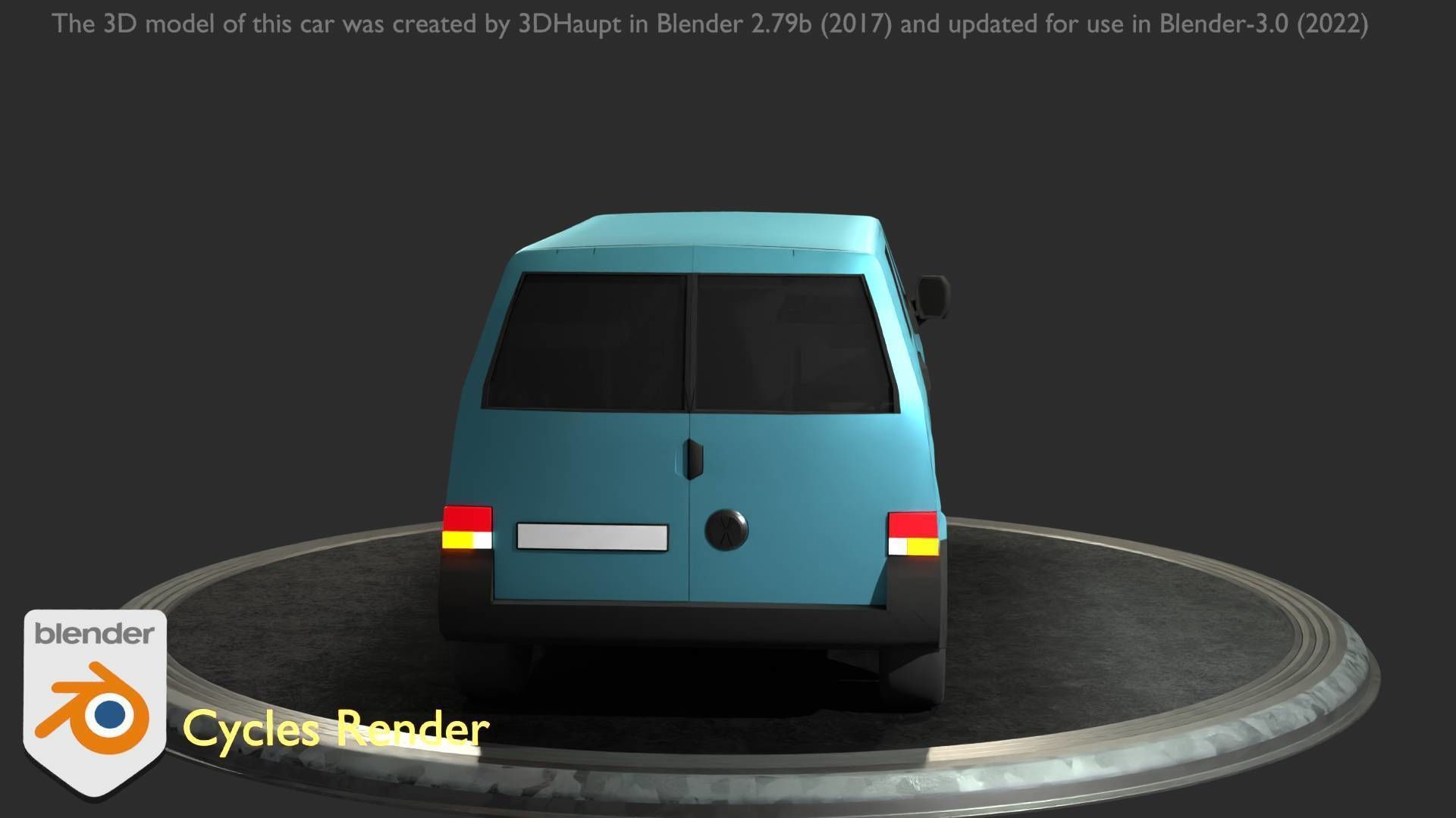 City Car 55 Commercial Transporter Type-C Blue  Low-poly 3D model_35