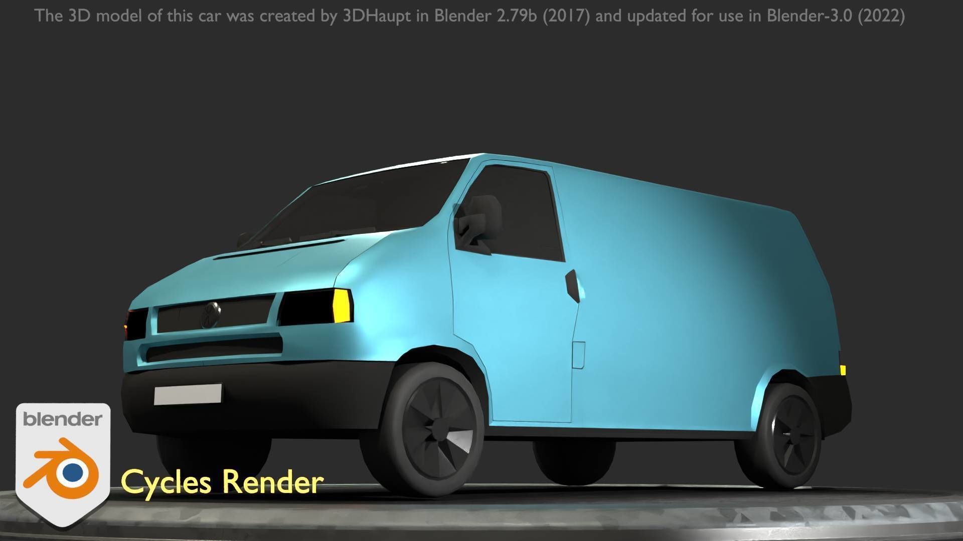 City Car 55 Commercial Transporter Type-C Blue  Low-poly 3D model_14