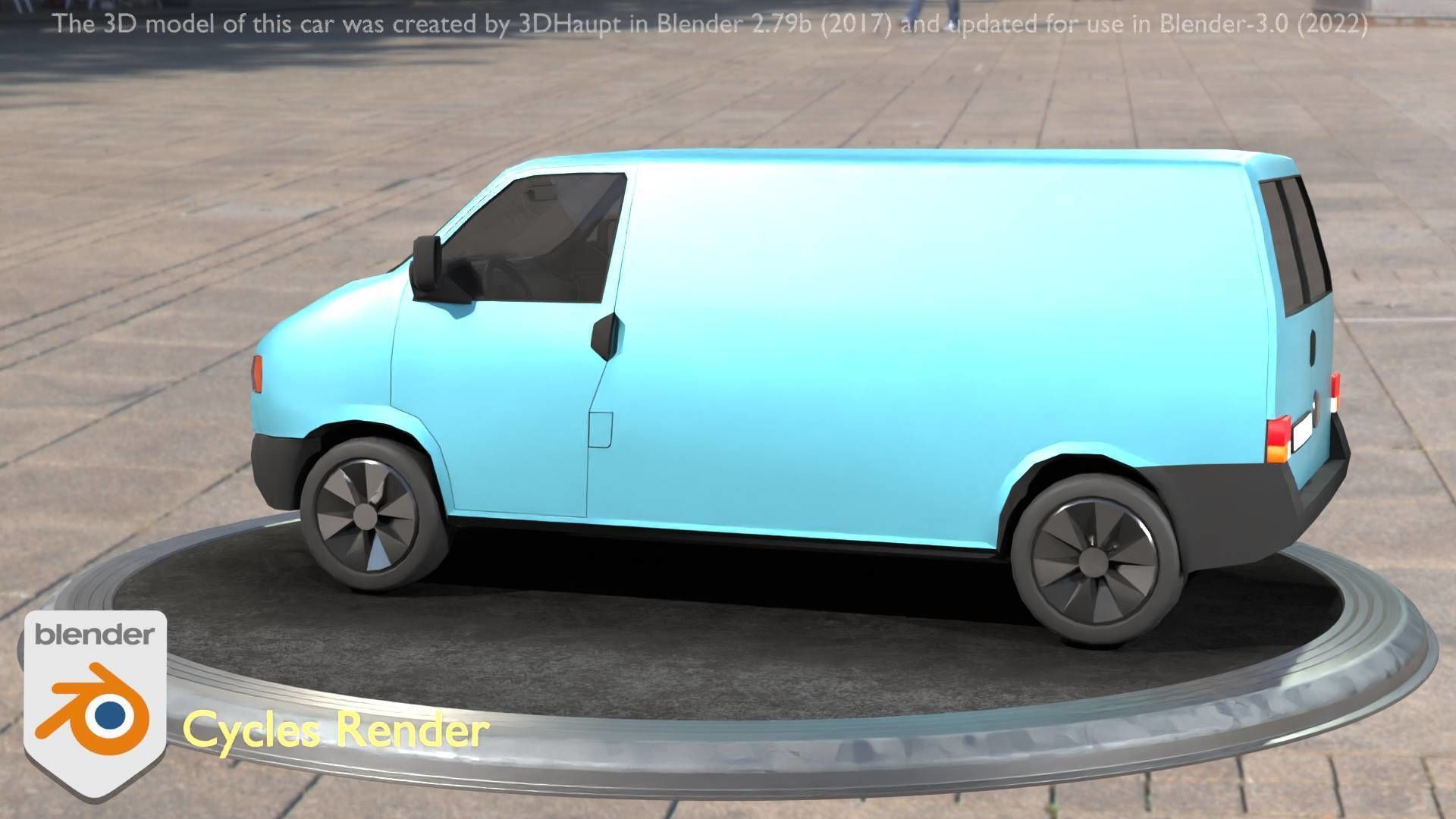 City Car 55 Commercial Transporter Type-C Blue  Low-poly 3D model_89