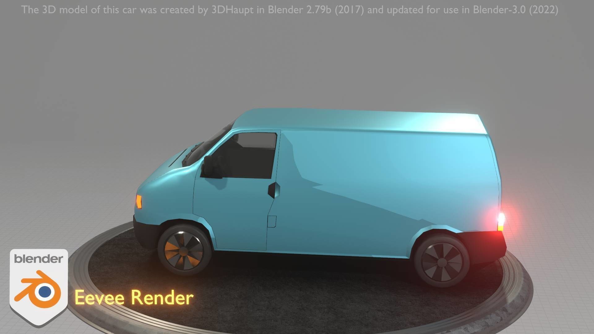 City Car 55 Commercial Transporter Type-C Blue  Low-poly 3D model_70