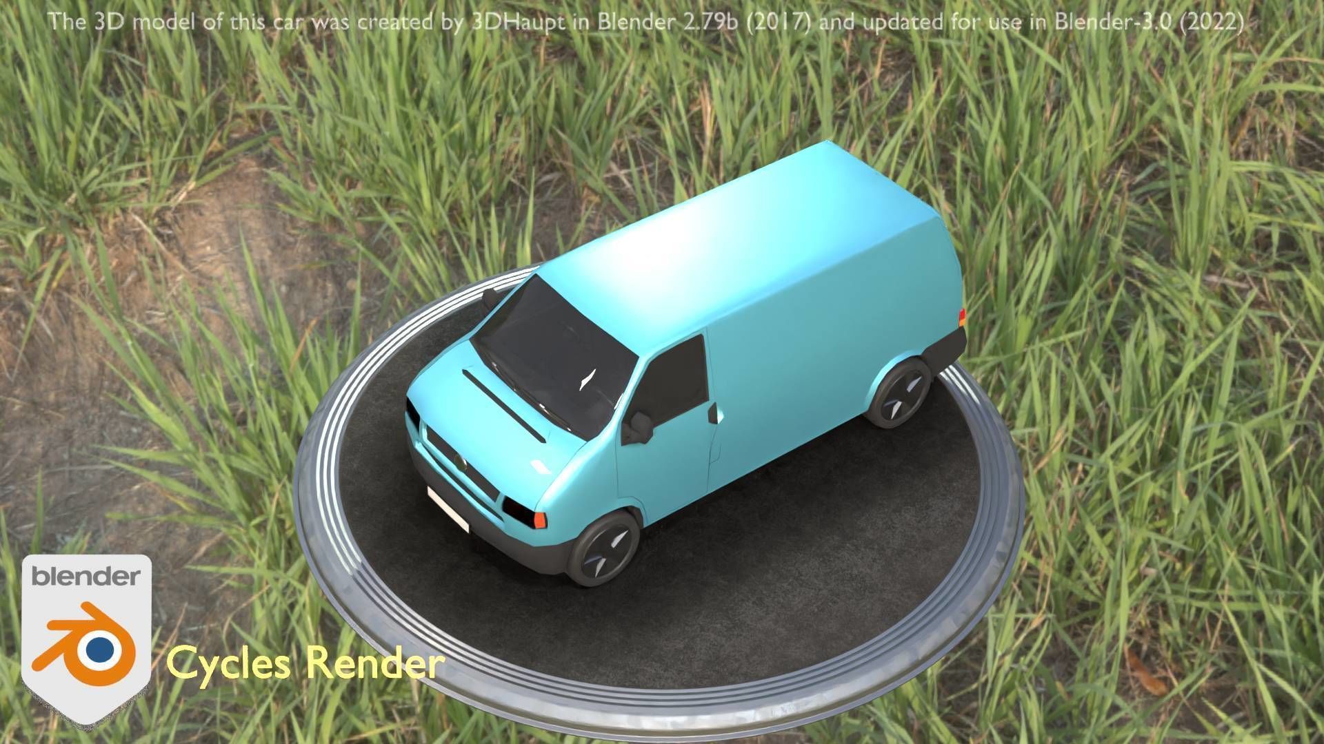 City Car 55 Commercial Transporter Type-C Blue  Low-poly 3D model_42