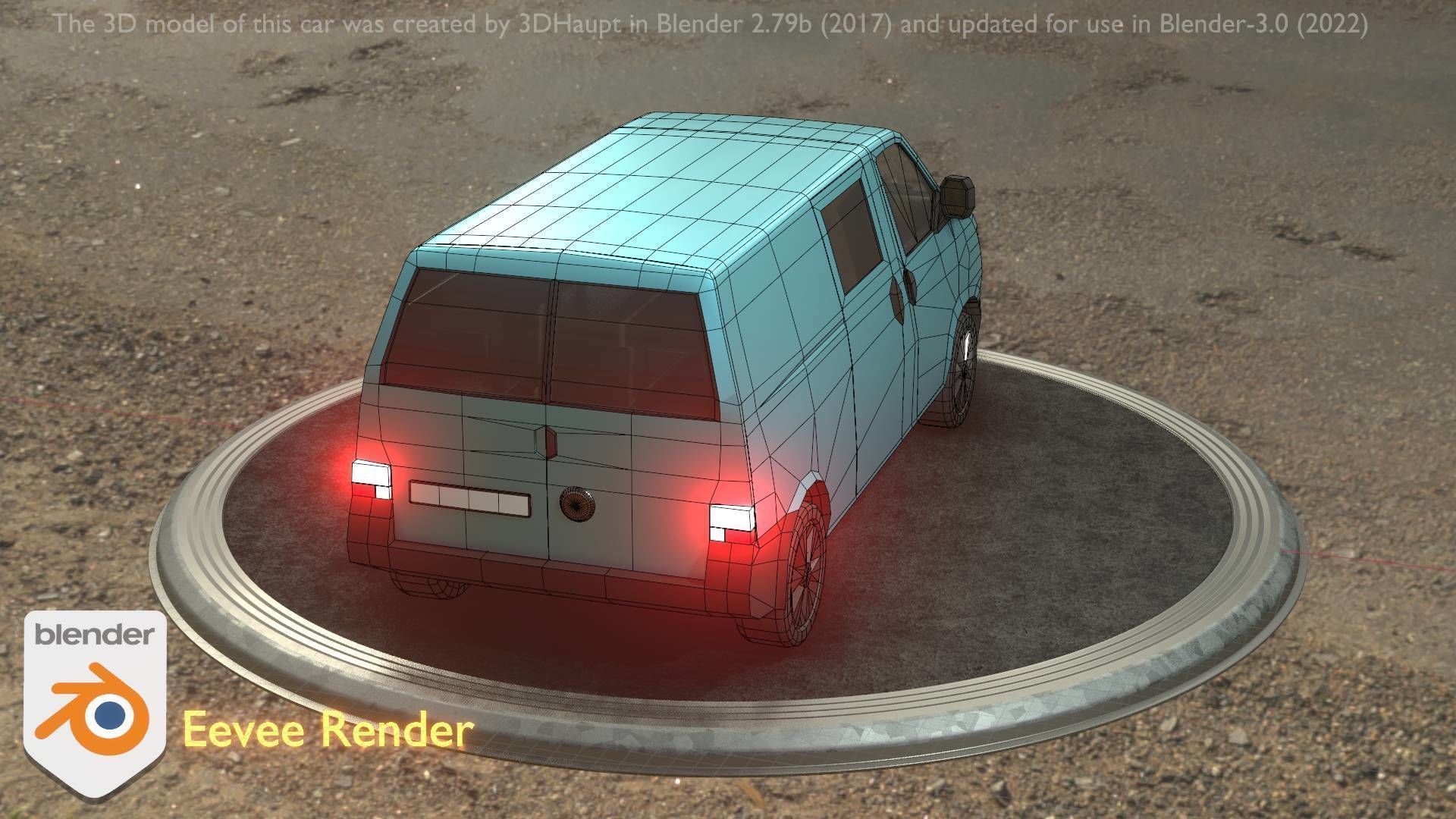 City Car 55 Commercial Transporter Type-C Blue  Low-poly 3D model_49