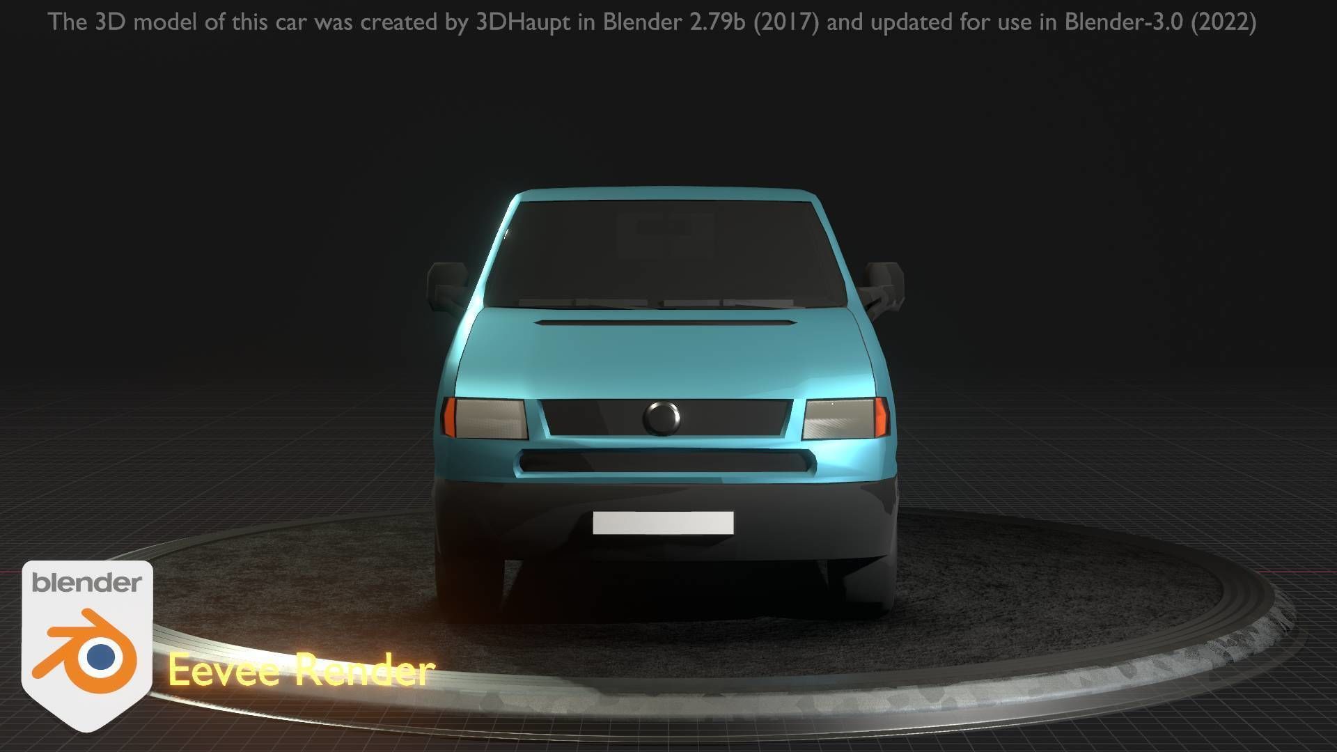 City Car 55 Commercial Transporter Type-C Blue  Low-poly 3D model_96