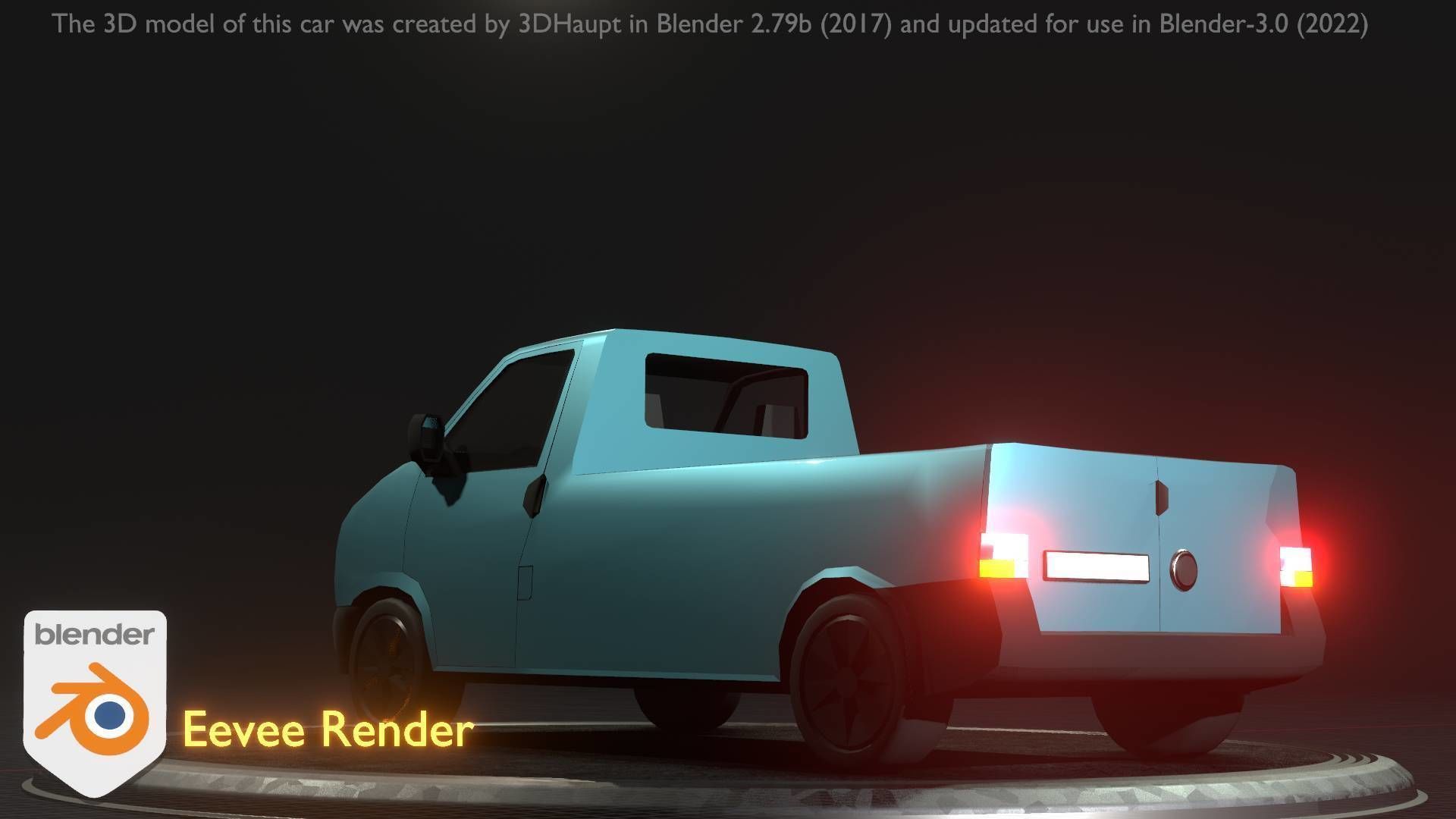 City Car 56 Commercial Pickup 3500 Type-C Blue Low-poly 3D model_18
