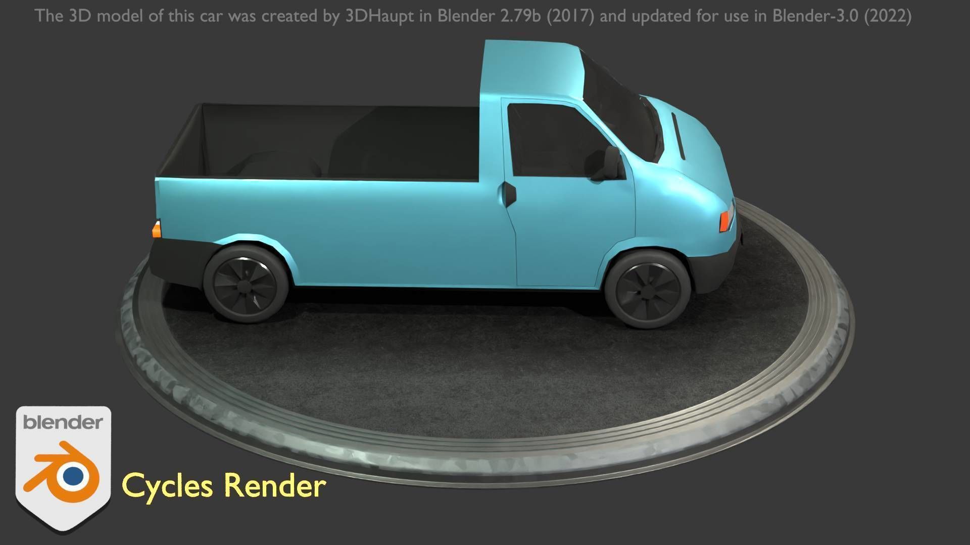 City Car 56 Commercial Pickup 3500 Type-C Blue Low-poly 3D model_60