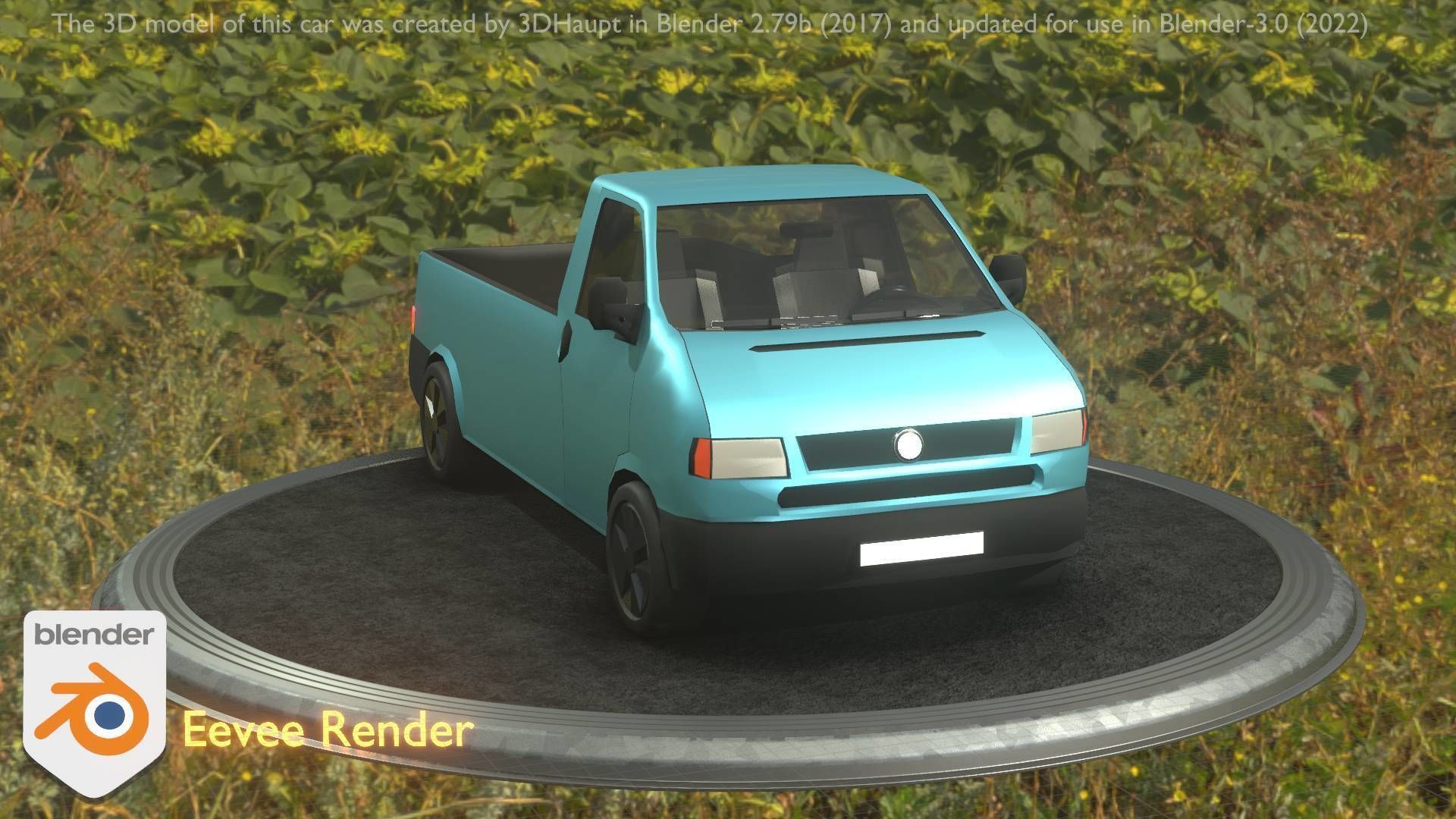 City Car 56 Commercial Pickup 3500 Type-C Blue Low-poly 3D model_64