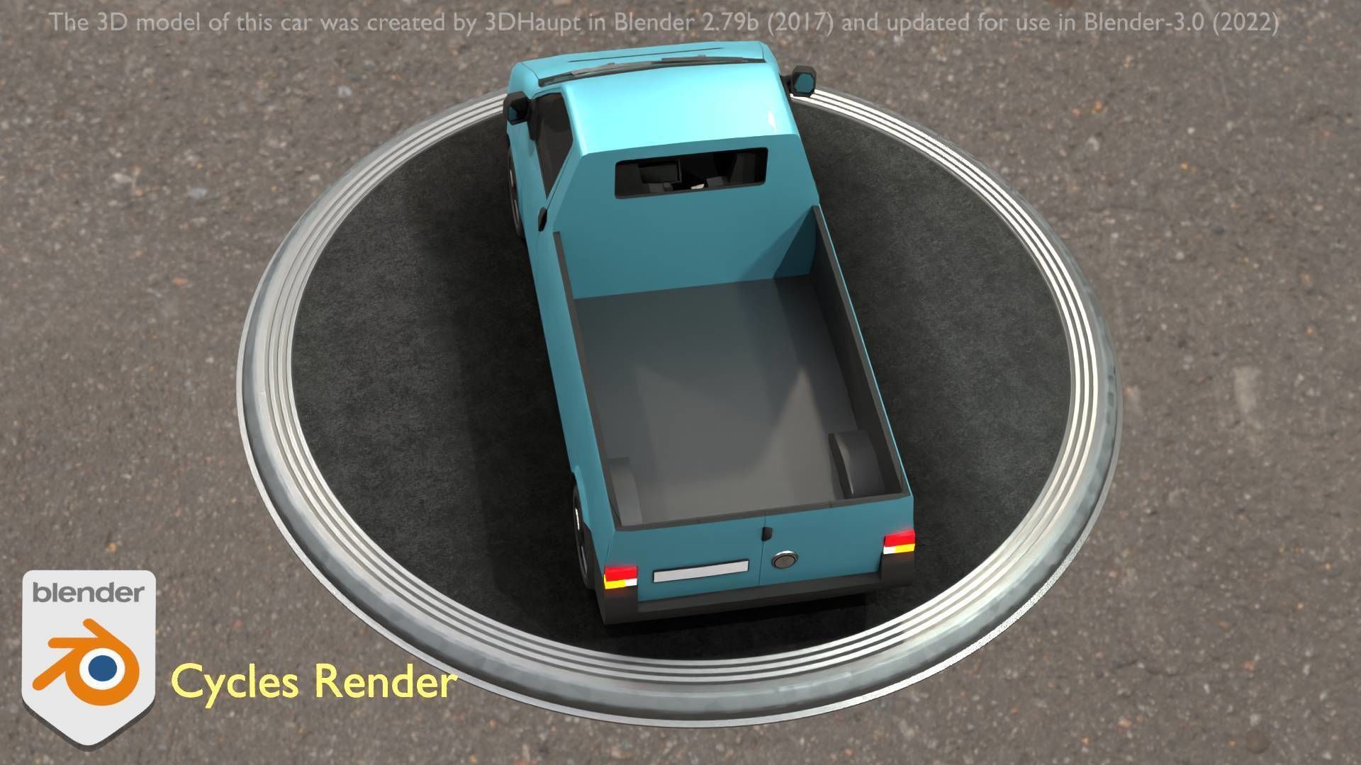 City Car 56 Commercial Pickup 3500 Type-C Blue Low-poly 3D model_100