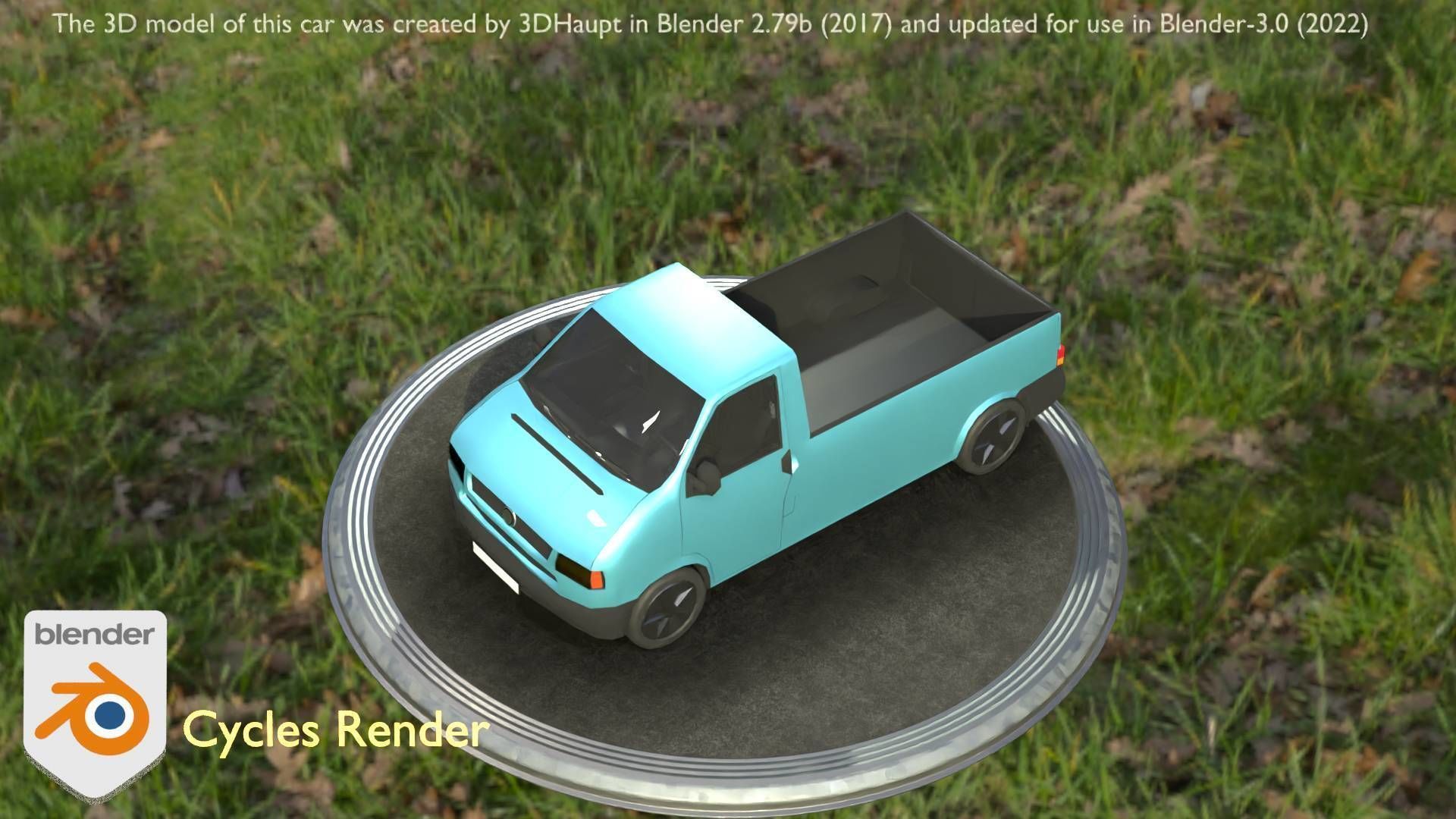City Car 56 Commercial Pickup 3500 Type-C Blue Low-poly 3D model_50
