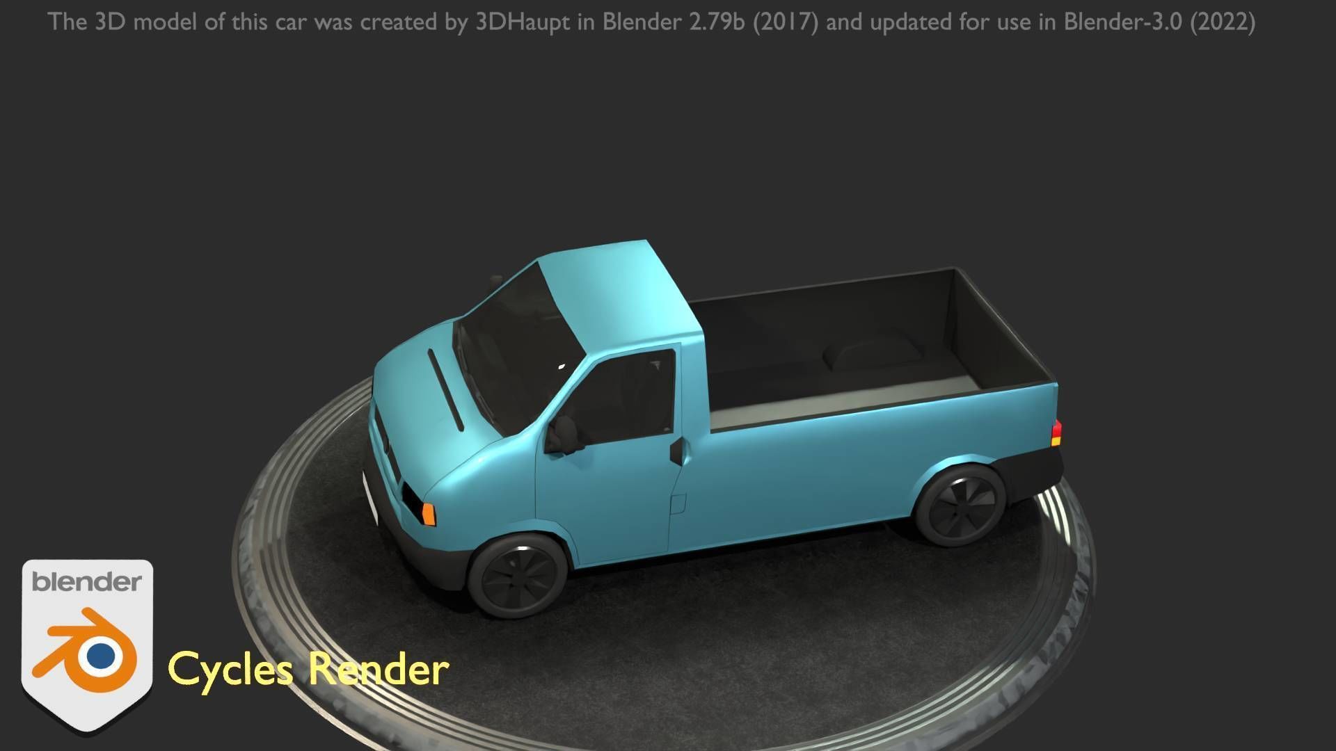 City Car 56 Commercial Pickup 3500 Type-C Blue Low-poly 3D model_97