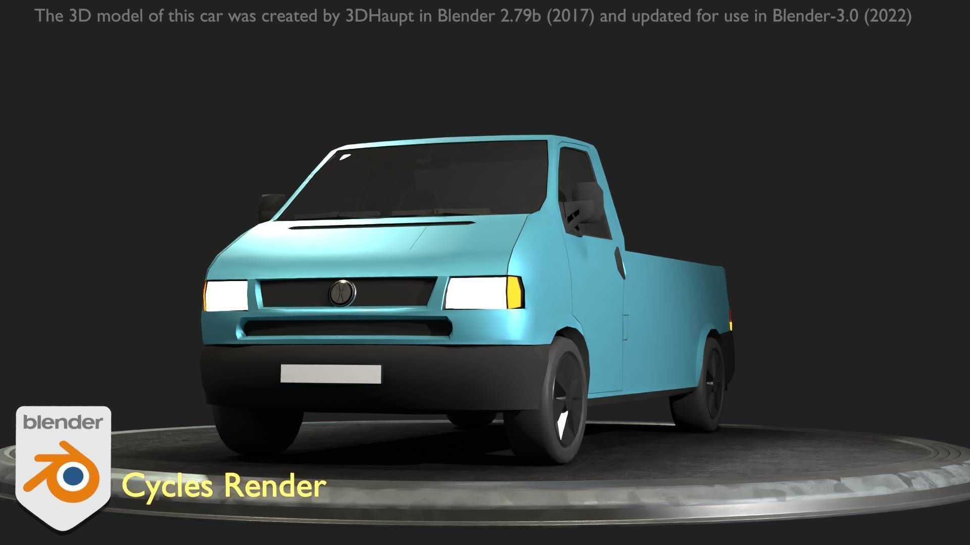 City Car 56 Commercial Pickup 3500 Type-C Blue Low-poly 3D model_33