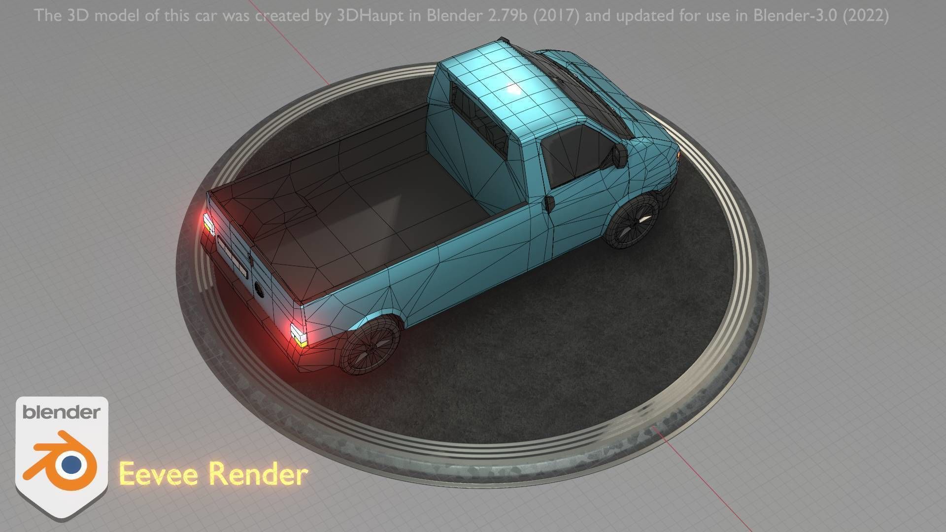 City Car 56 Commercial Pickup 3500 Type-C Blue Low-poly 3D model_85