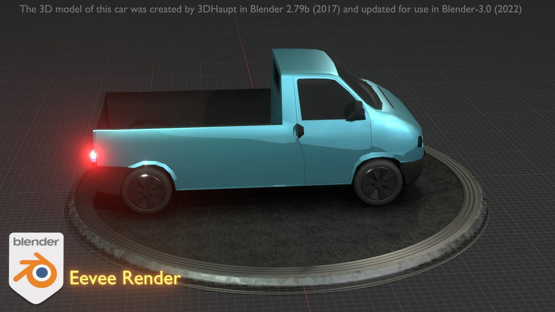 City Car 56 Commercial Pickup 3500 Type-C Blue Low-poly 3D model_35