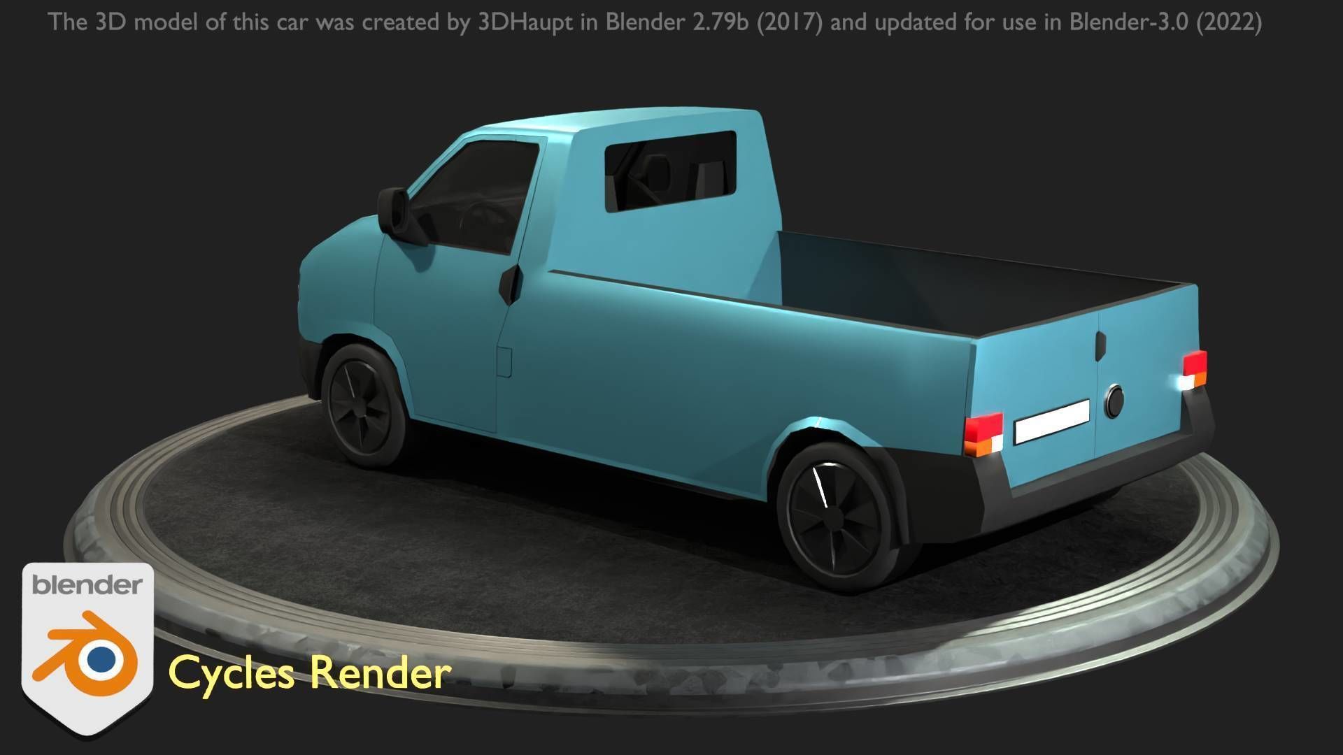 City Car 56 Commercial Pickup 3500 Type-C Blue Low-poly 3D model_69