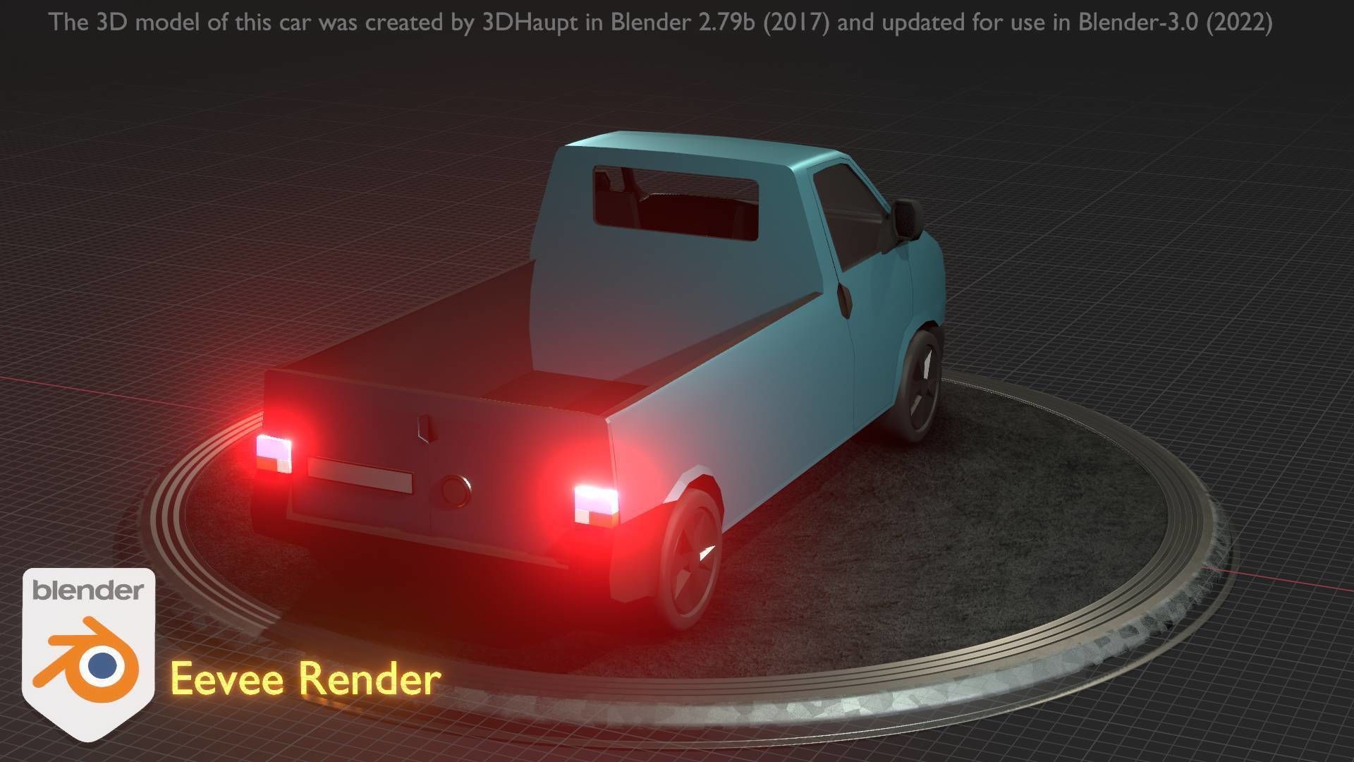 City Car 56 Commercial Pickup 3500 Type-C Blue Low-poly 3D model_57