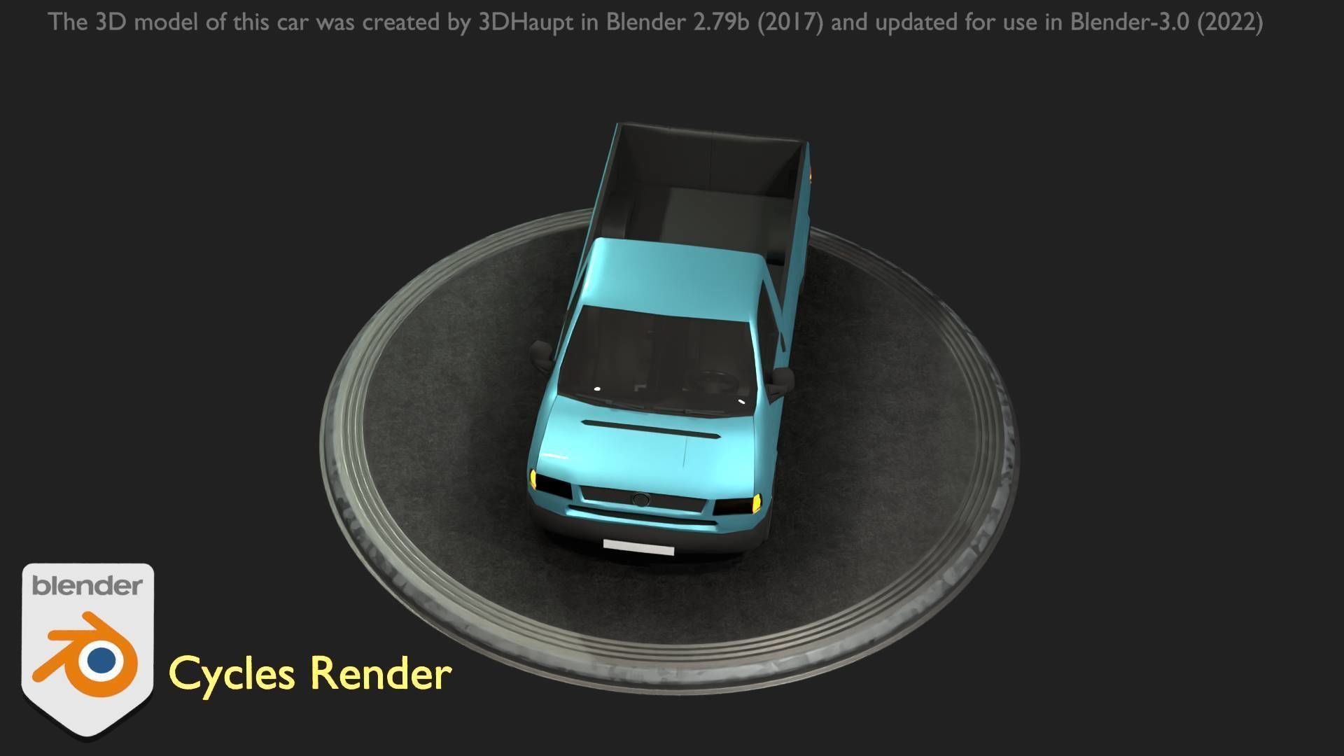 City Car 56 Commercial Pickup 3500 Type-C Blue Low-poly 3D model_47