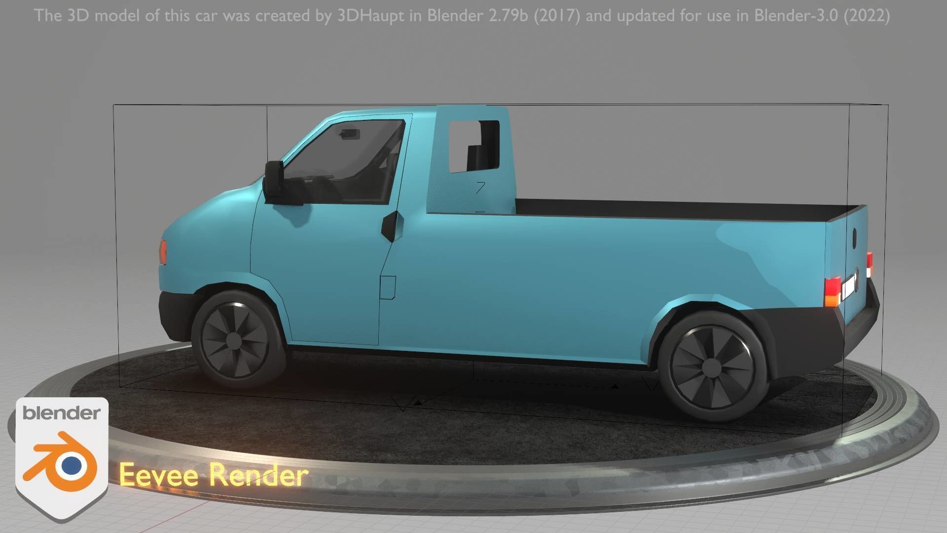 City Car 56 Commercial Pickup 3500 Type-C Blue Low-poly 3D model_68