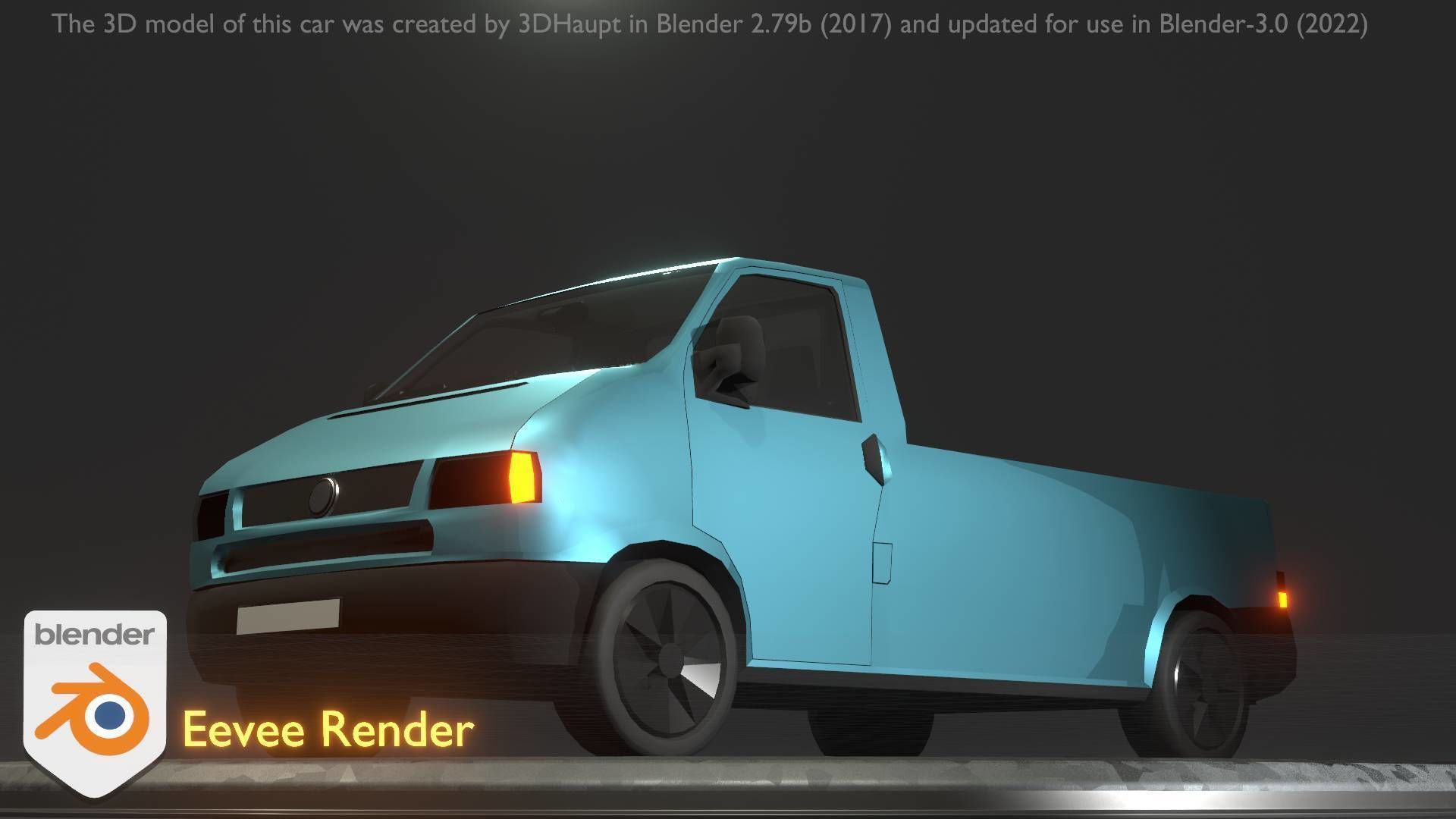 City Car 56 Commercial Pickup 3500 Type-C Blue Low-poly 3D model_32