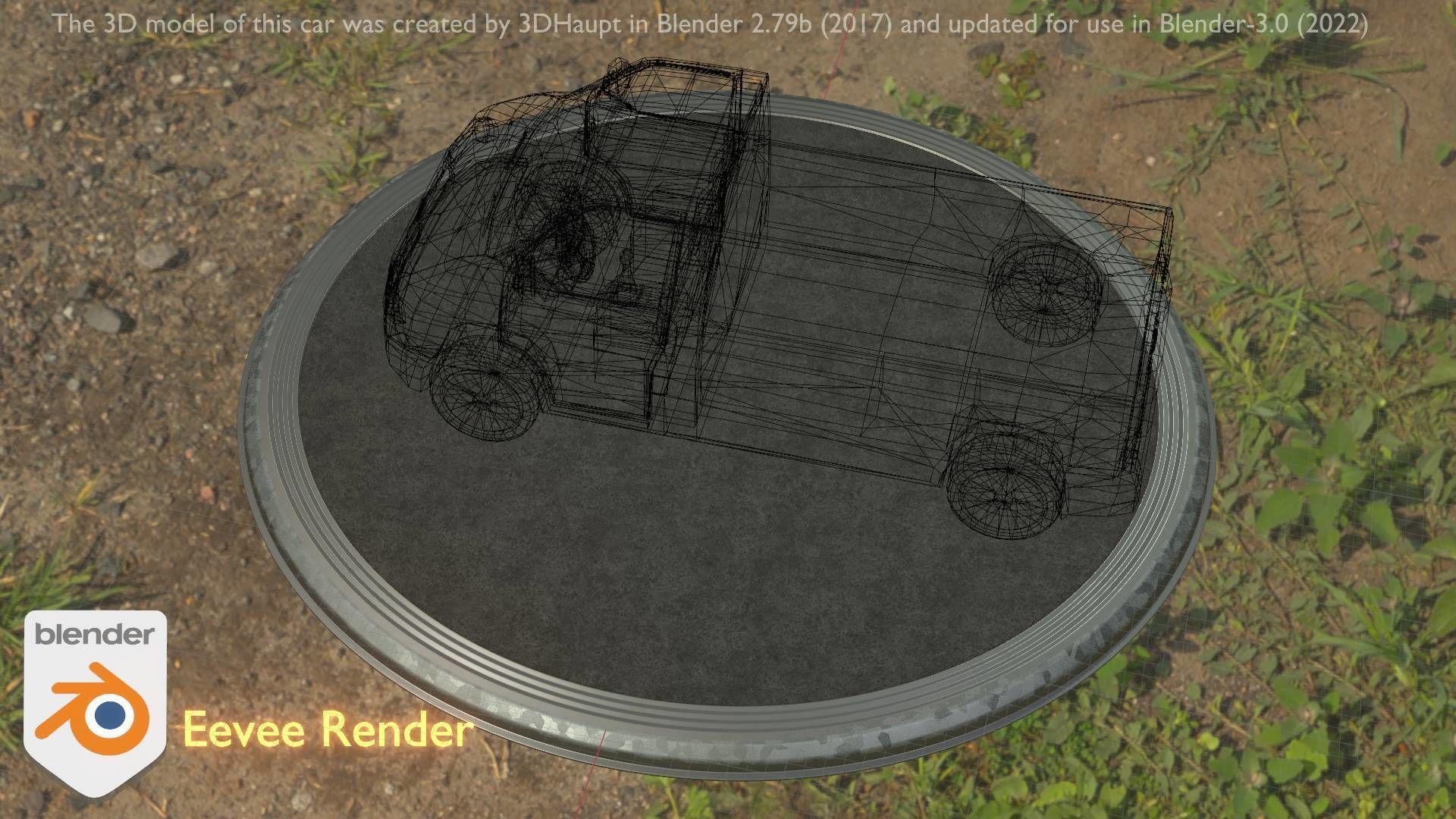 City Car 56 Commercial Pickup 3500 Type-C Blue Low-poly 3D model_82