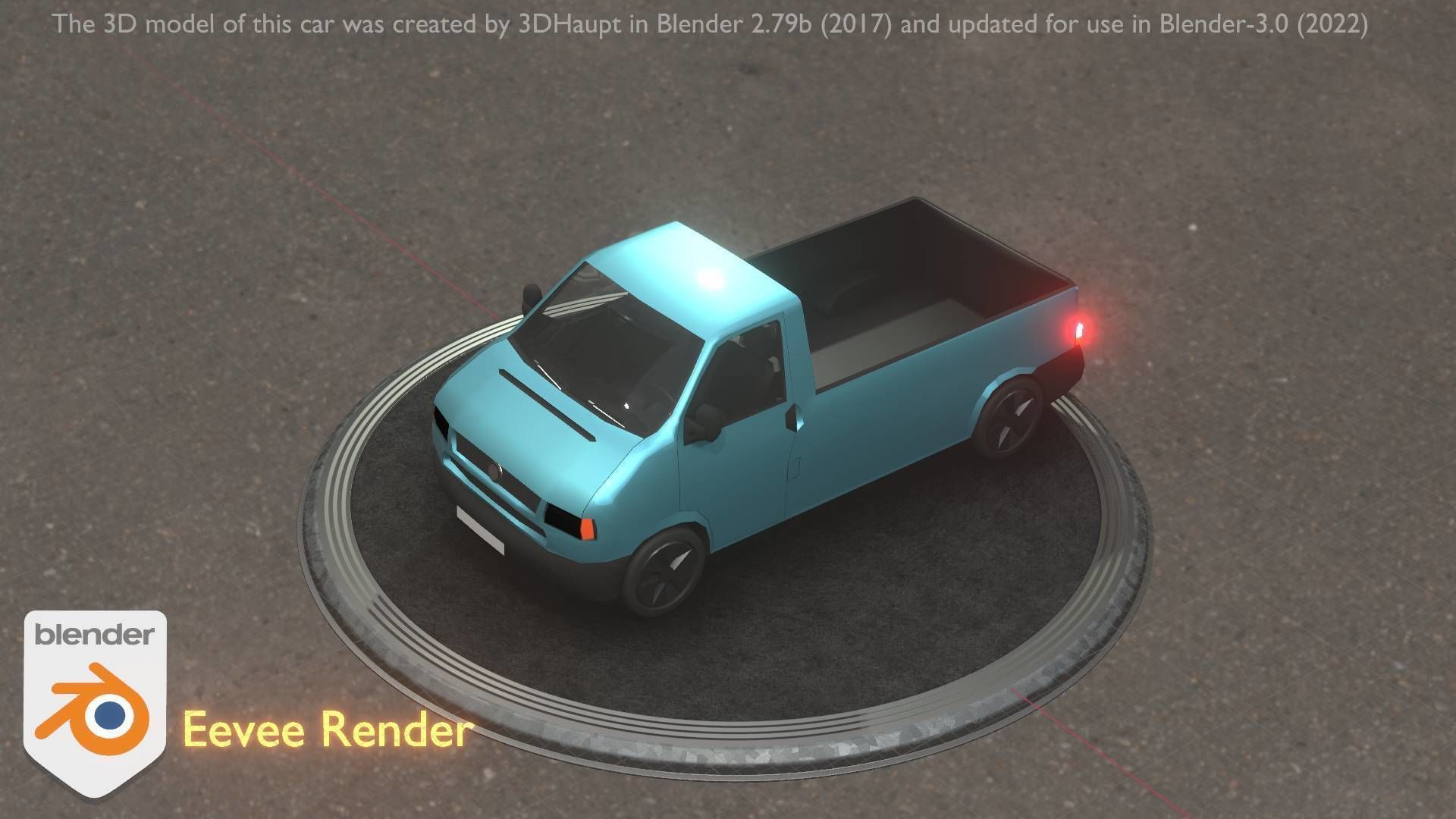 City Car 56 Commercial Pickup 3500 Type-C Blue Low-poly 3D model_90