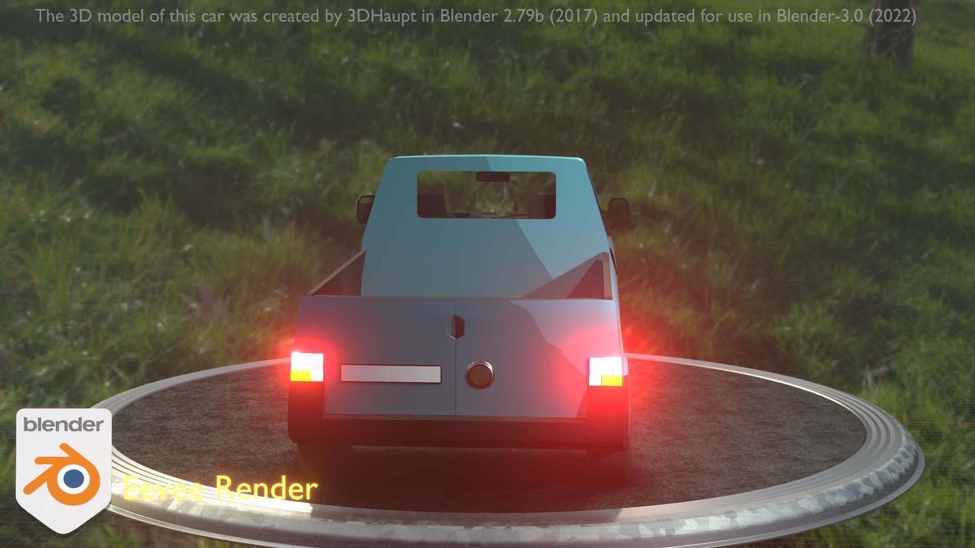 City Car 56 Commercial Pickup 3500 Type-C Blue Low-poly 3D model_14