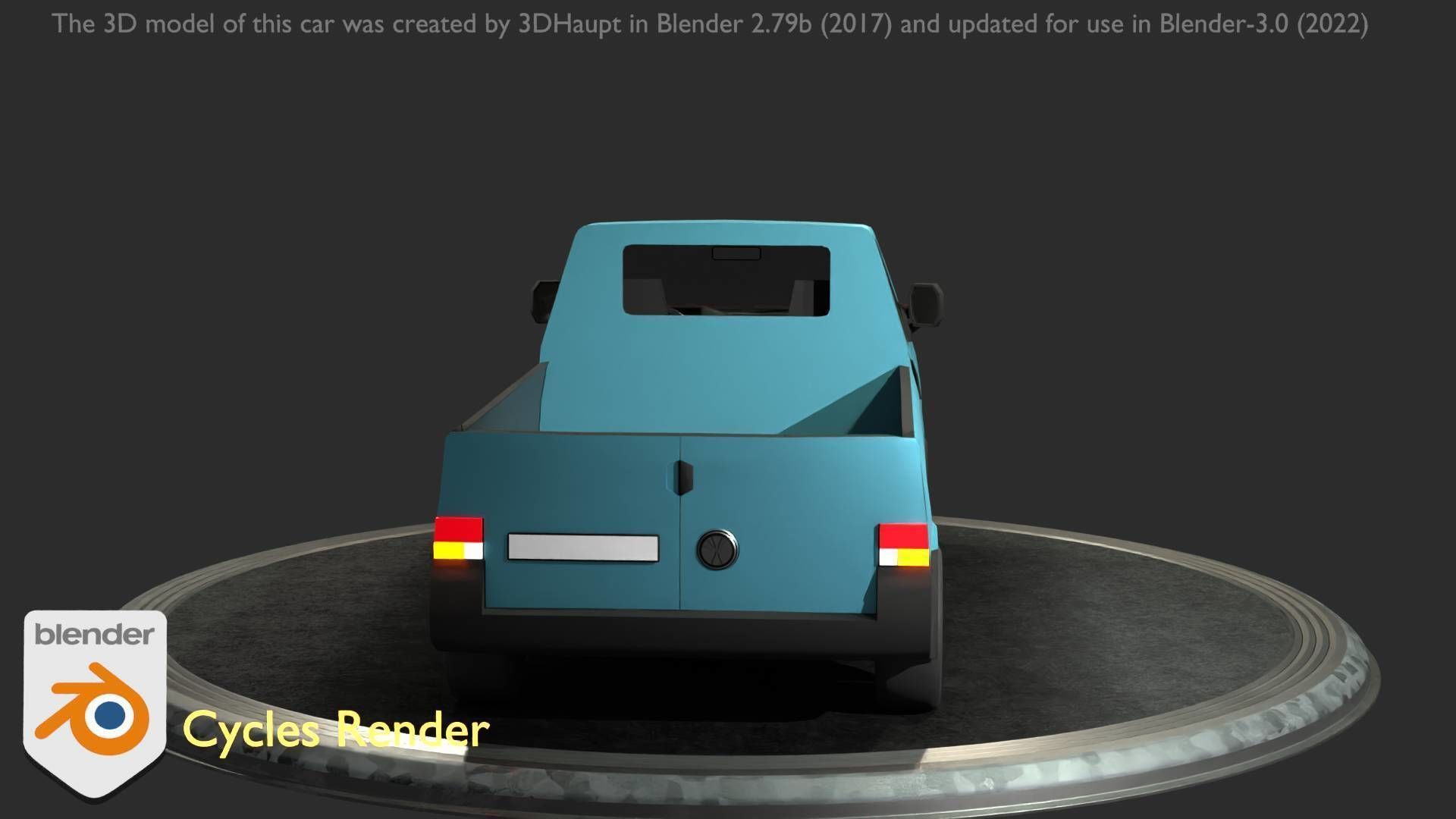 City Car 56 Commercial Pickup 3500 Type-C Blue Low-poly 3D model_52