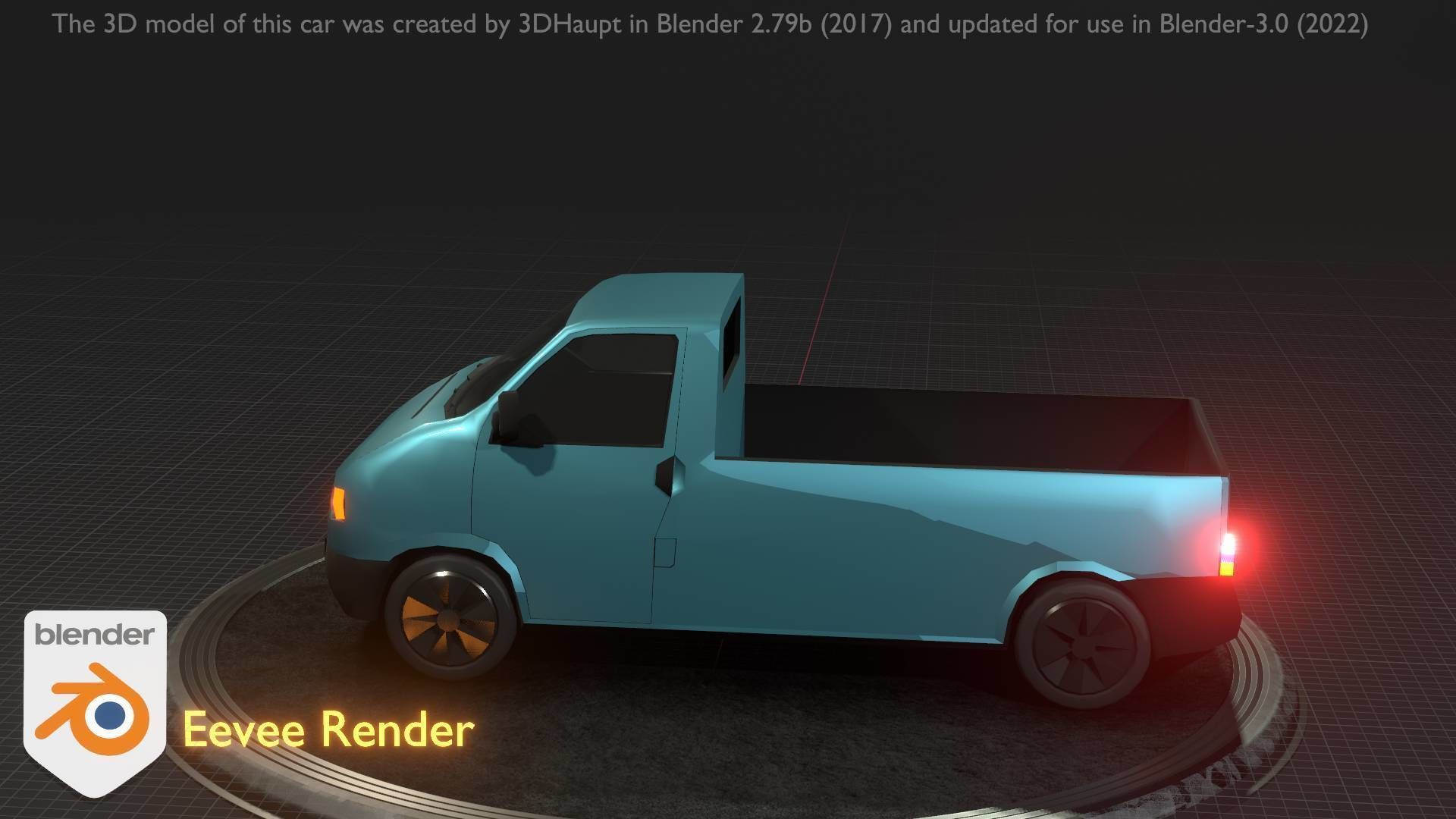 City Car 56 Commercial Pickup 3500 Type-C Blue Low-poly 3D model_93