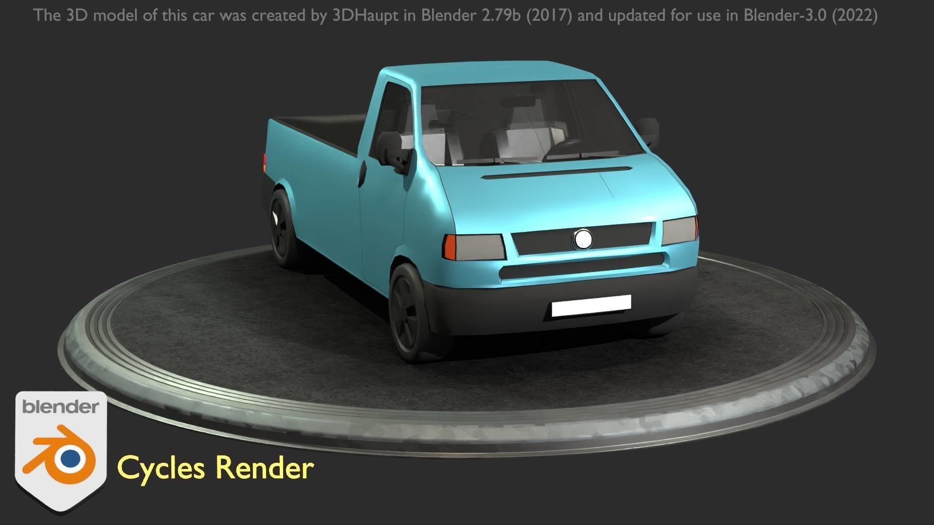City Car 56 Commercial Pickup 3500 Type-C Blue Low-poly 3D model_21