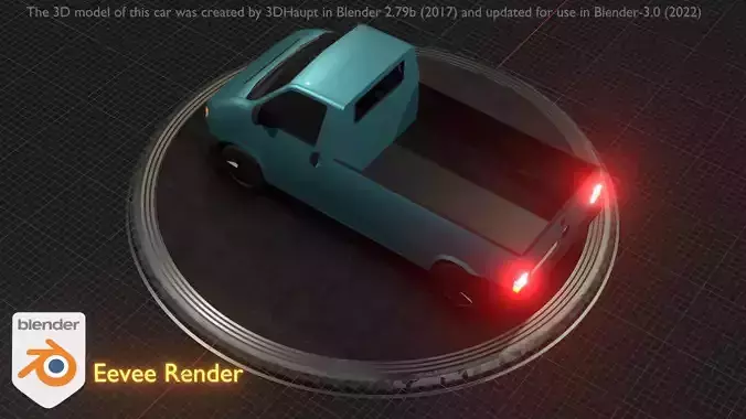 City Car 56 Commercial Pickup 3500 Type-C Blue Low-poly 3D model