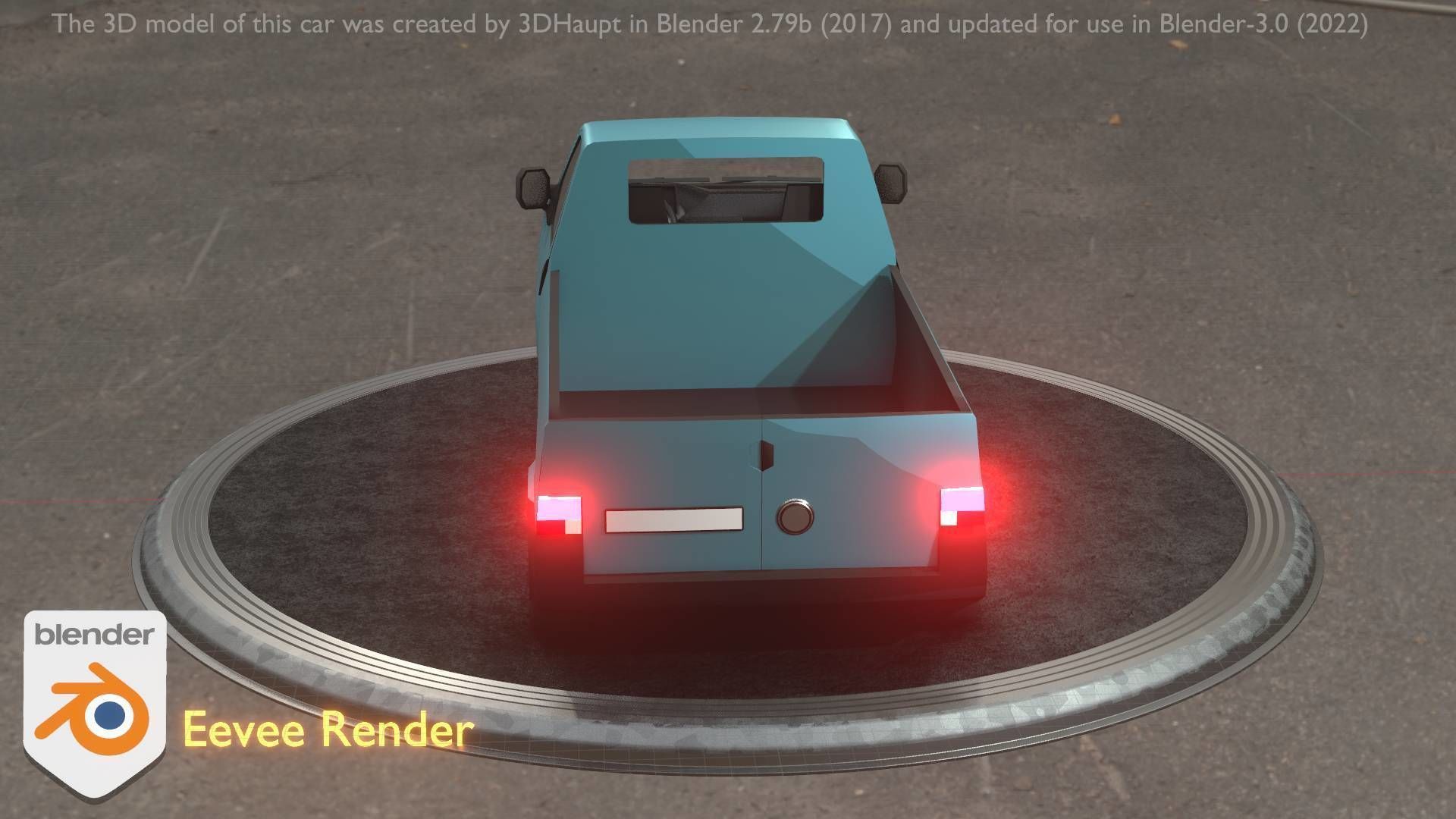 City Car 56 Commercial Pickup 3500 Type-C Blue Low-poly 3D model_29