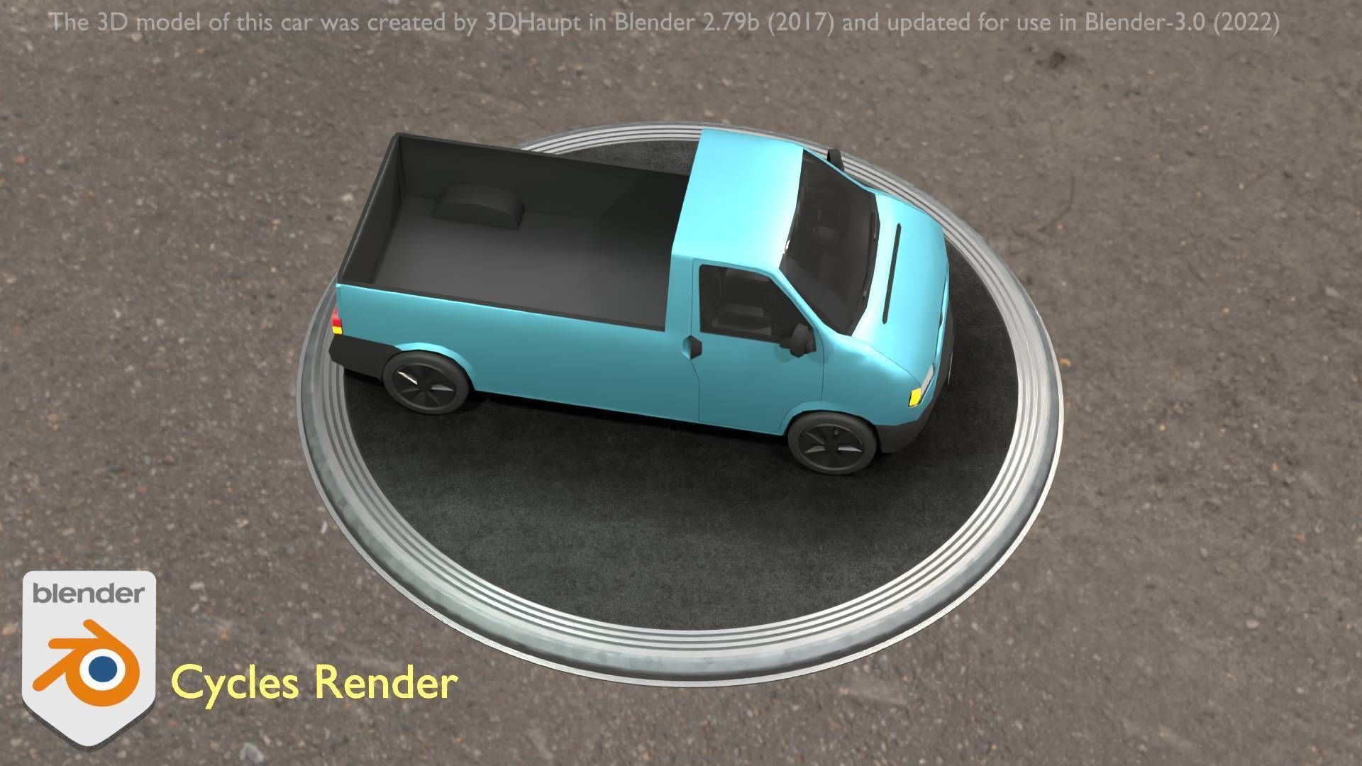 City Car 56 Commercial Pickup 3500 Type-C Blue Low-poly 3D model_49