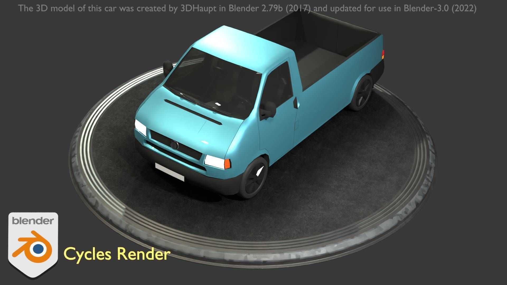 City Car 56 Commercial Pickup 3500 Type-C Blue Low-poly 3D model_73